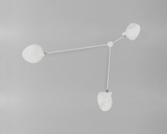 Serge Mouille White Three Fixed Arms Spider Ceiling Lamp Re-Edition