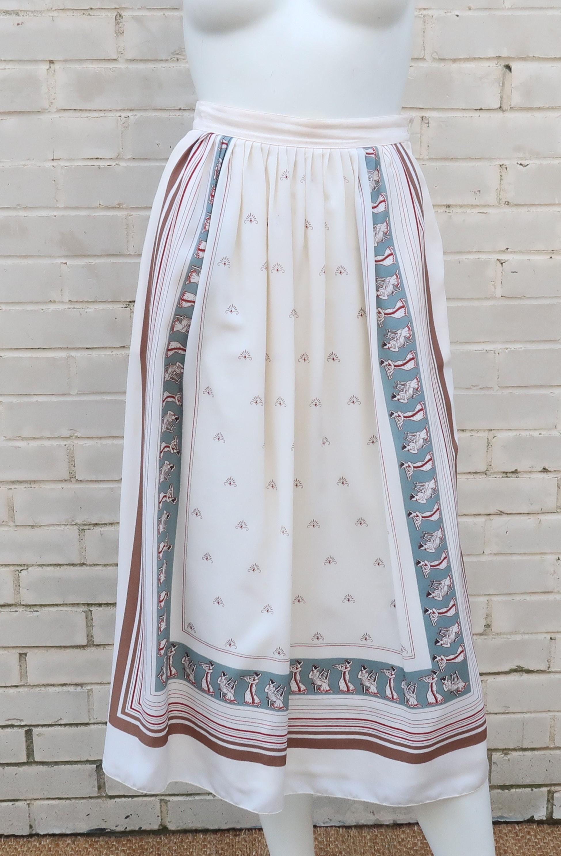 Serge Nancel French Silk Two Piece Dress With Goddess Motif 2