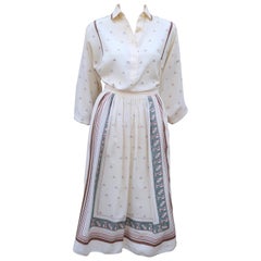 Serge Nancel French Silk Two Piece Dress With Goddess Motif