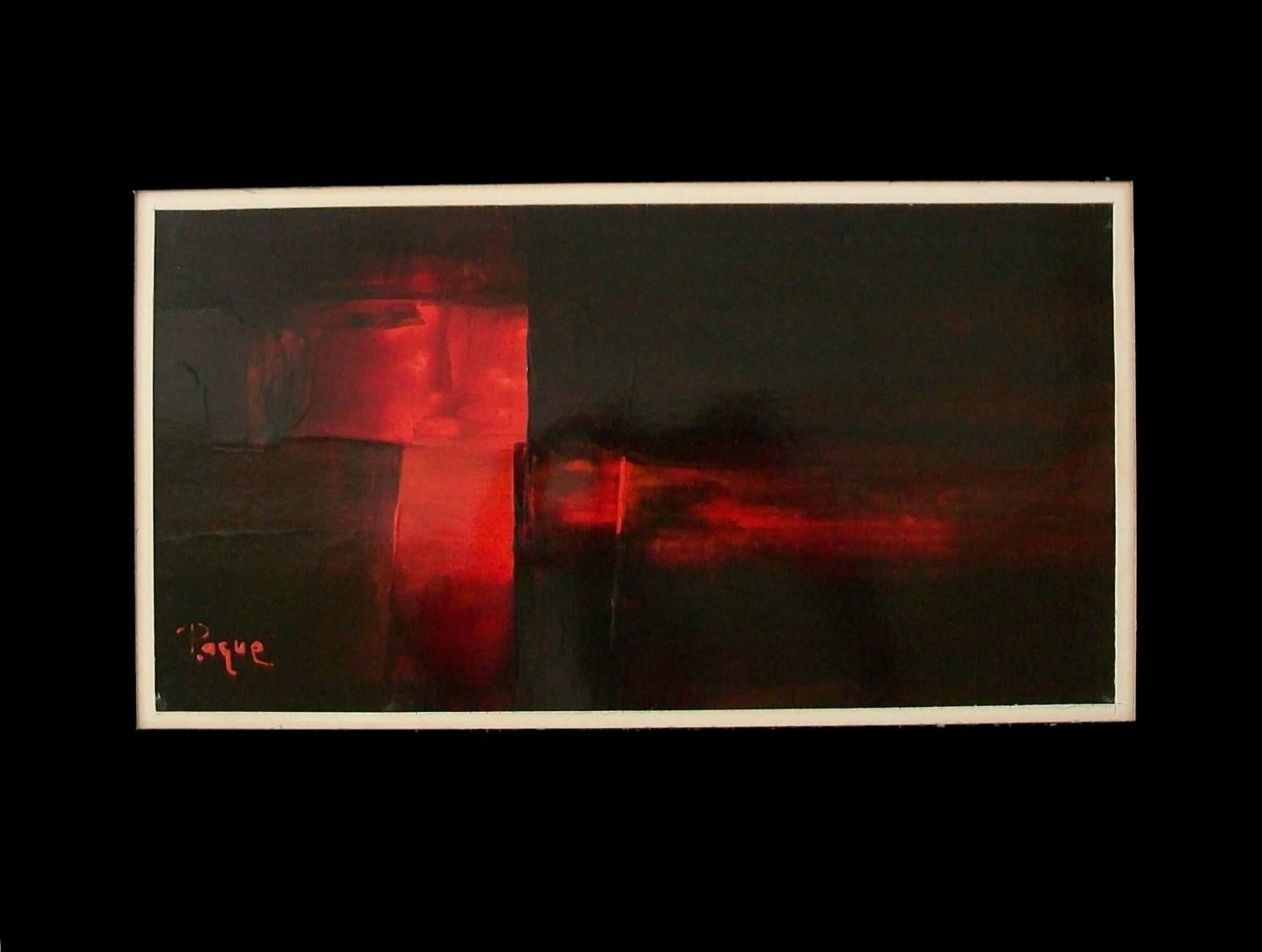 Canadian Serge Paquet 'Paque', Midcentury Abstract Painting, Canada, circa 1970s For Sale