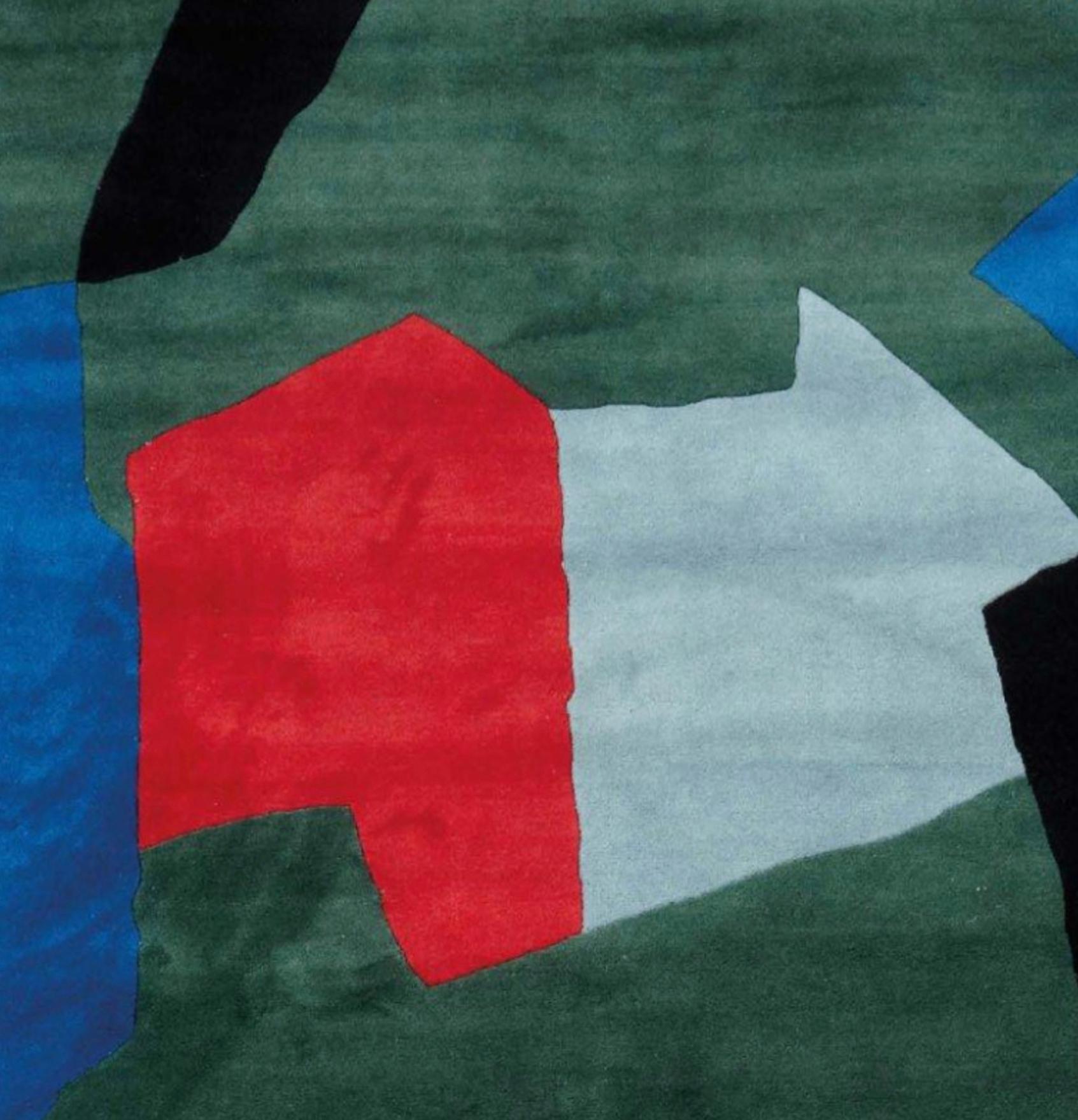 French Serge Poliakoff carpet, Blue and Green Composition For Sale