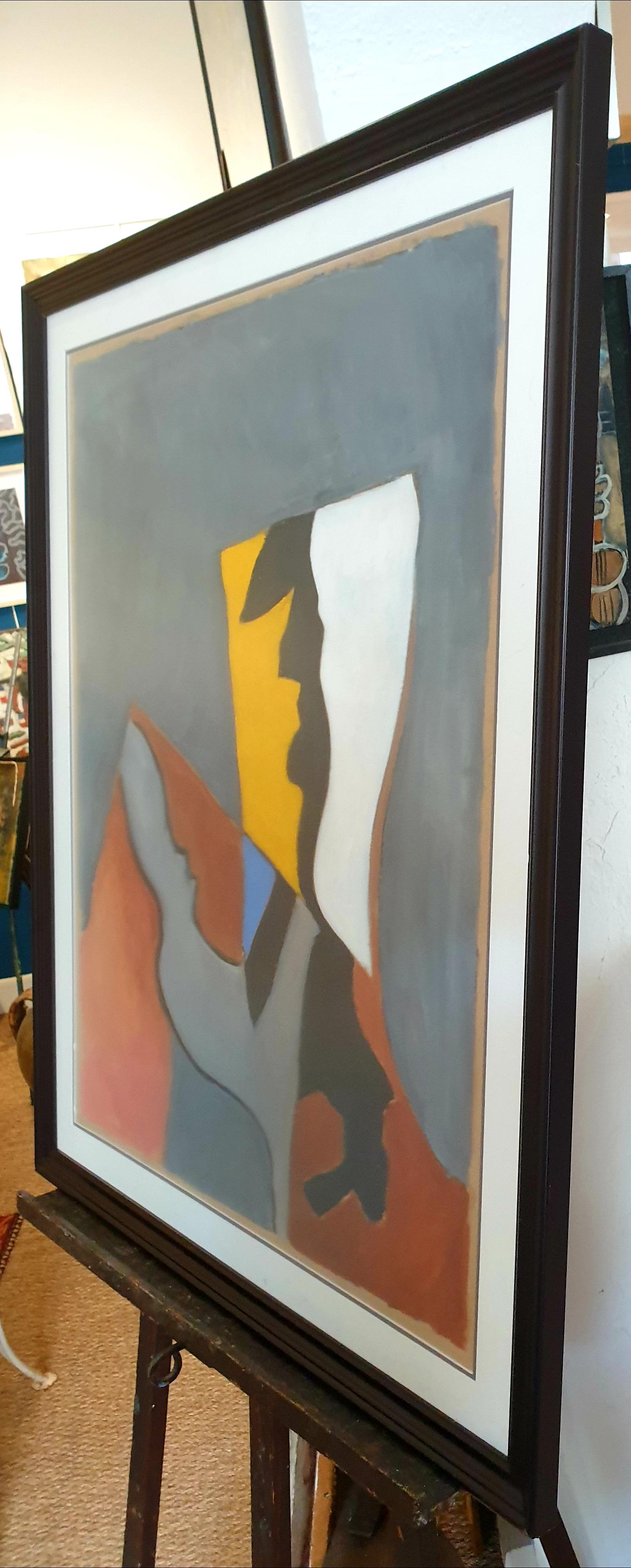 Hommage a Poliakoff, Tachiste Abstract Acrylic on Paper.  For Sale 8