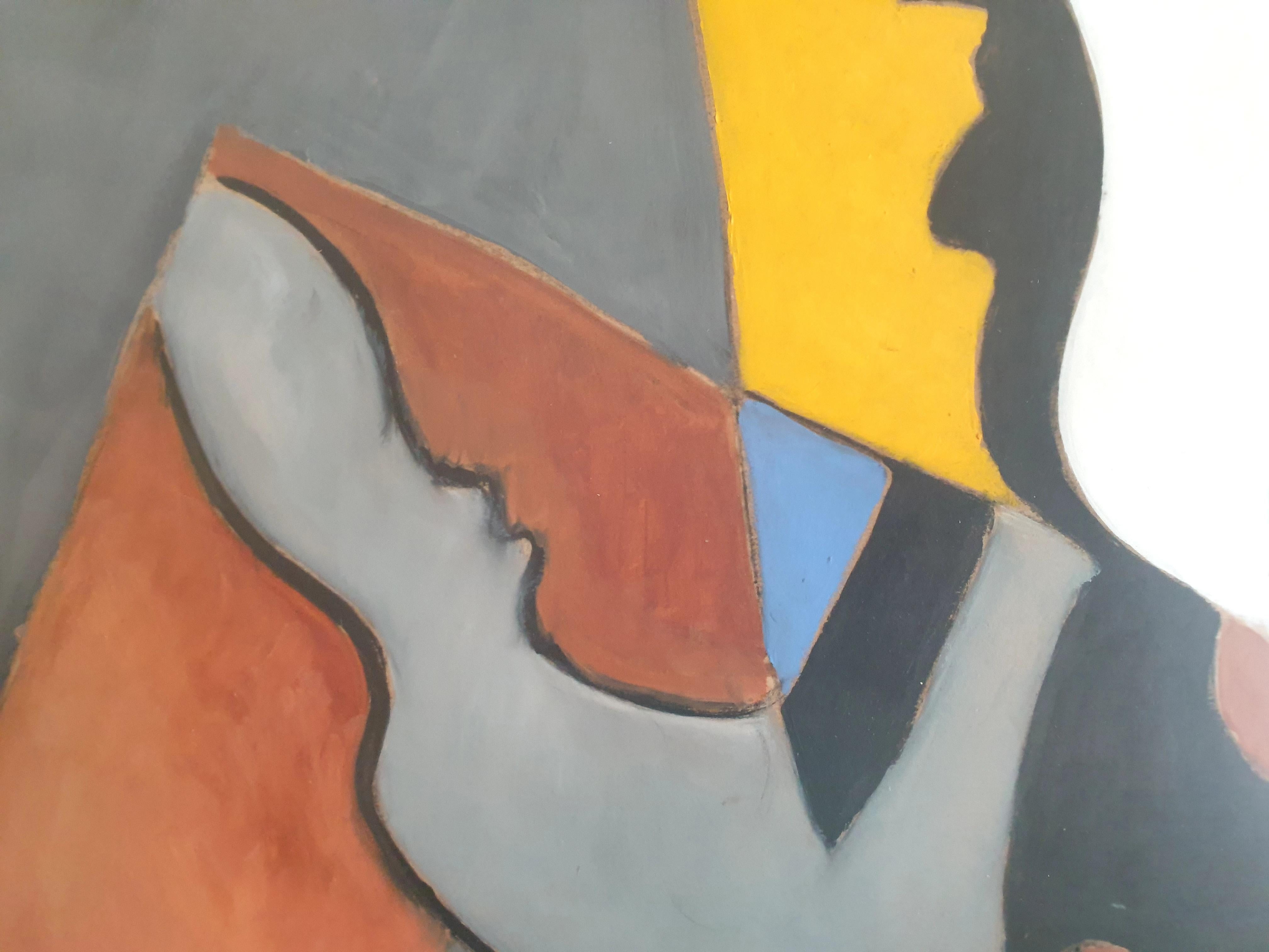 Hommage a Poliakoff, Tachiste Abstract Acrylic on Paper.  - Painting by Serge Poliakoff
