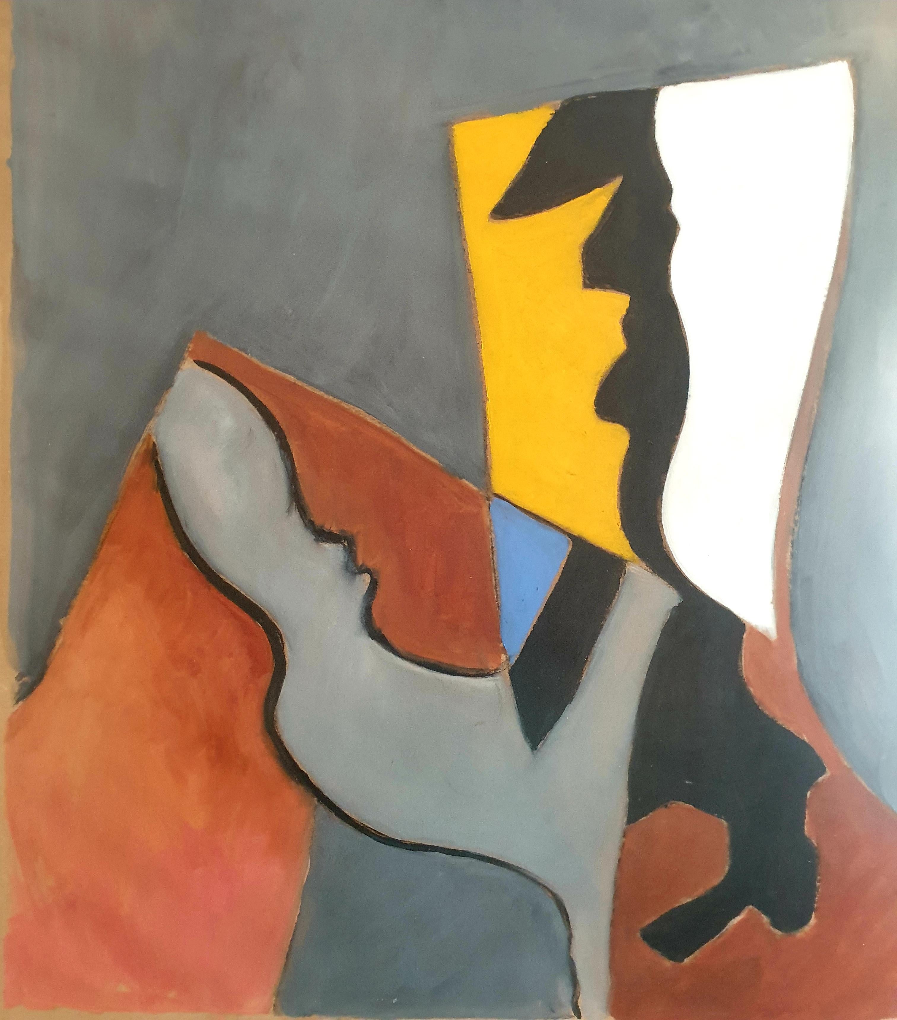 Hommage a Poliakoff, Tachiste Abstract Acrylic on Paper.  For Sale 3