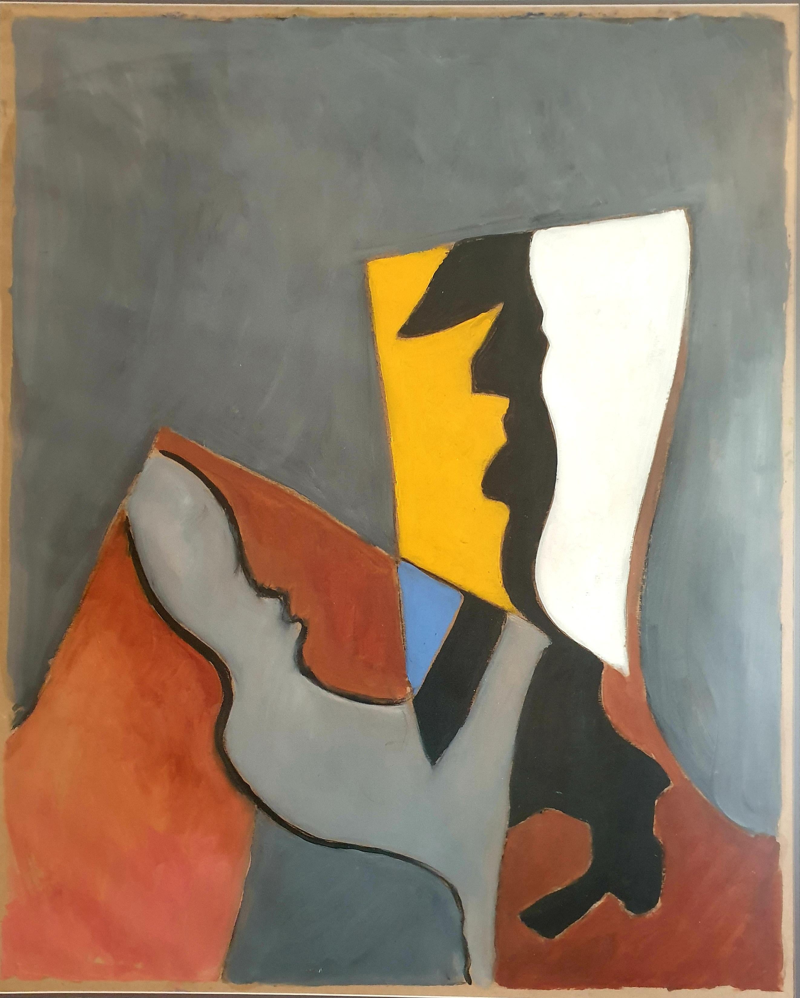 Hommage a Poliakoff, Tachiste Abstract Acrylic on Paper.  For Sale 5