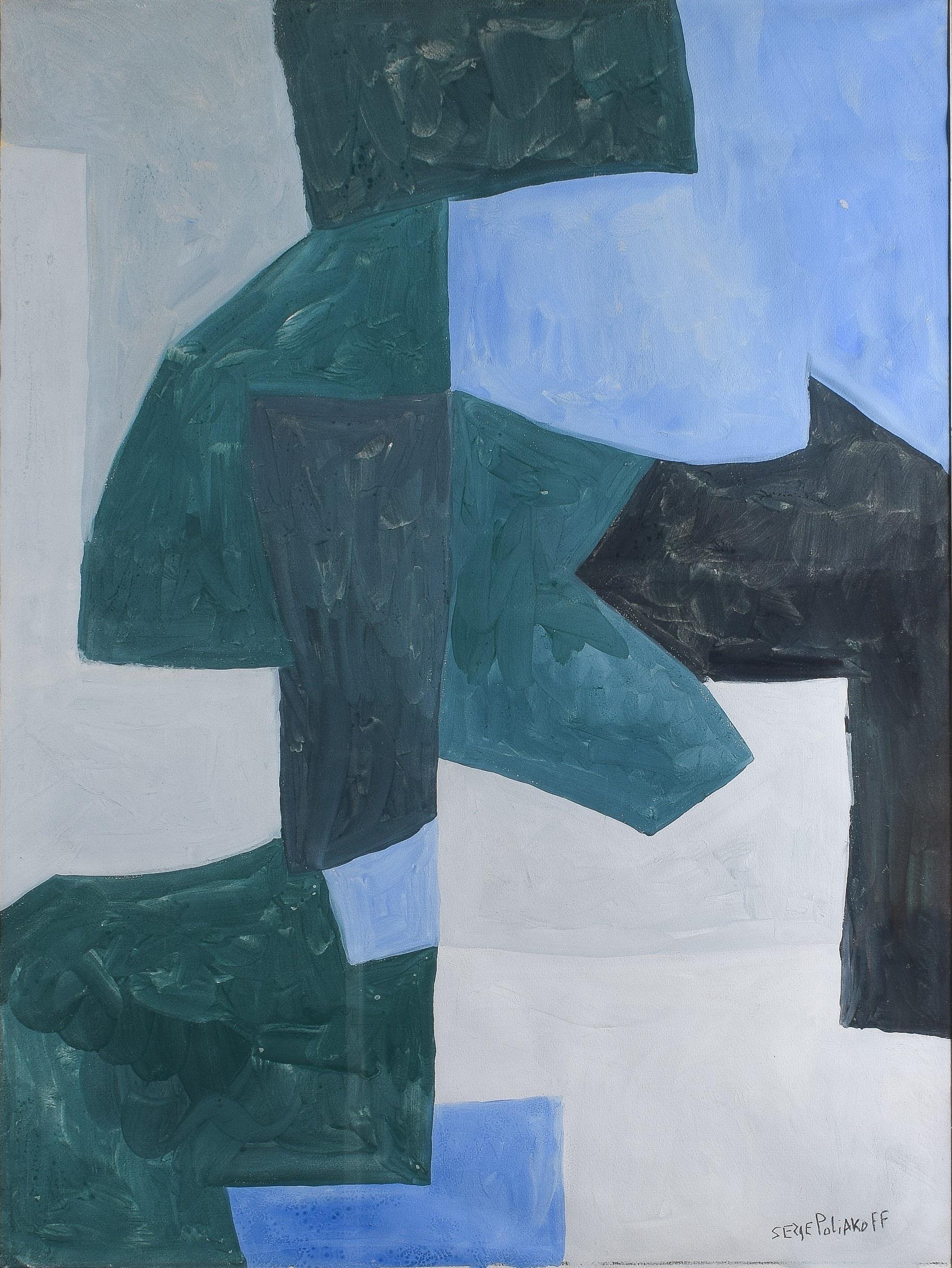 Serge Poliakoff Firmado Abstracto azul verde negro y gris en venta 1