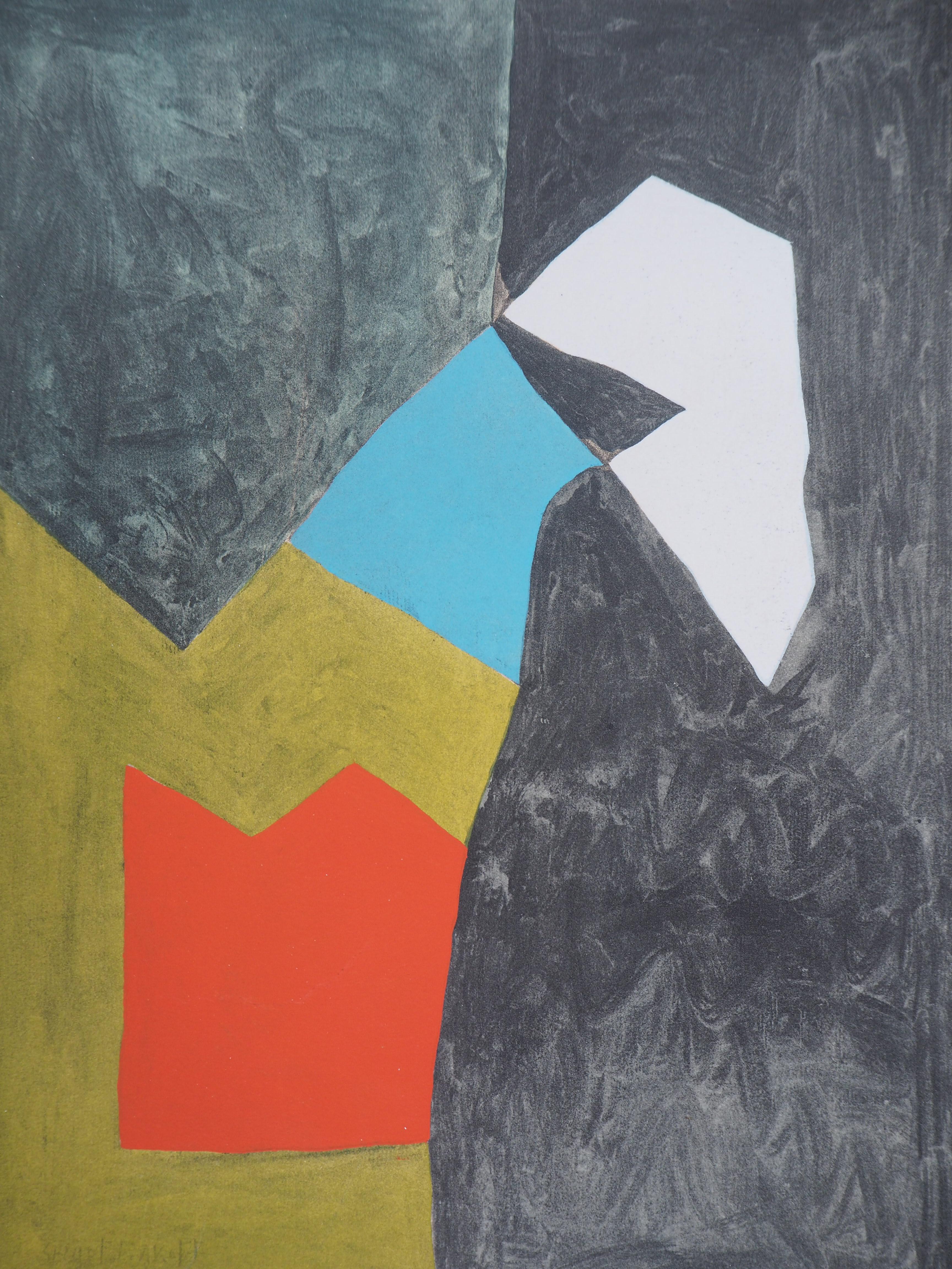 composition abstraite, lithographie, 1956 - Abstrait Print par Serge Poliakoff