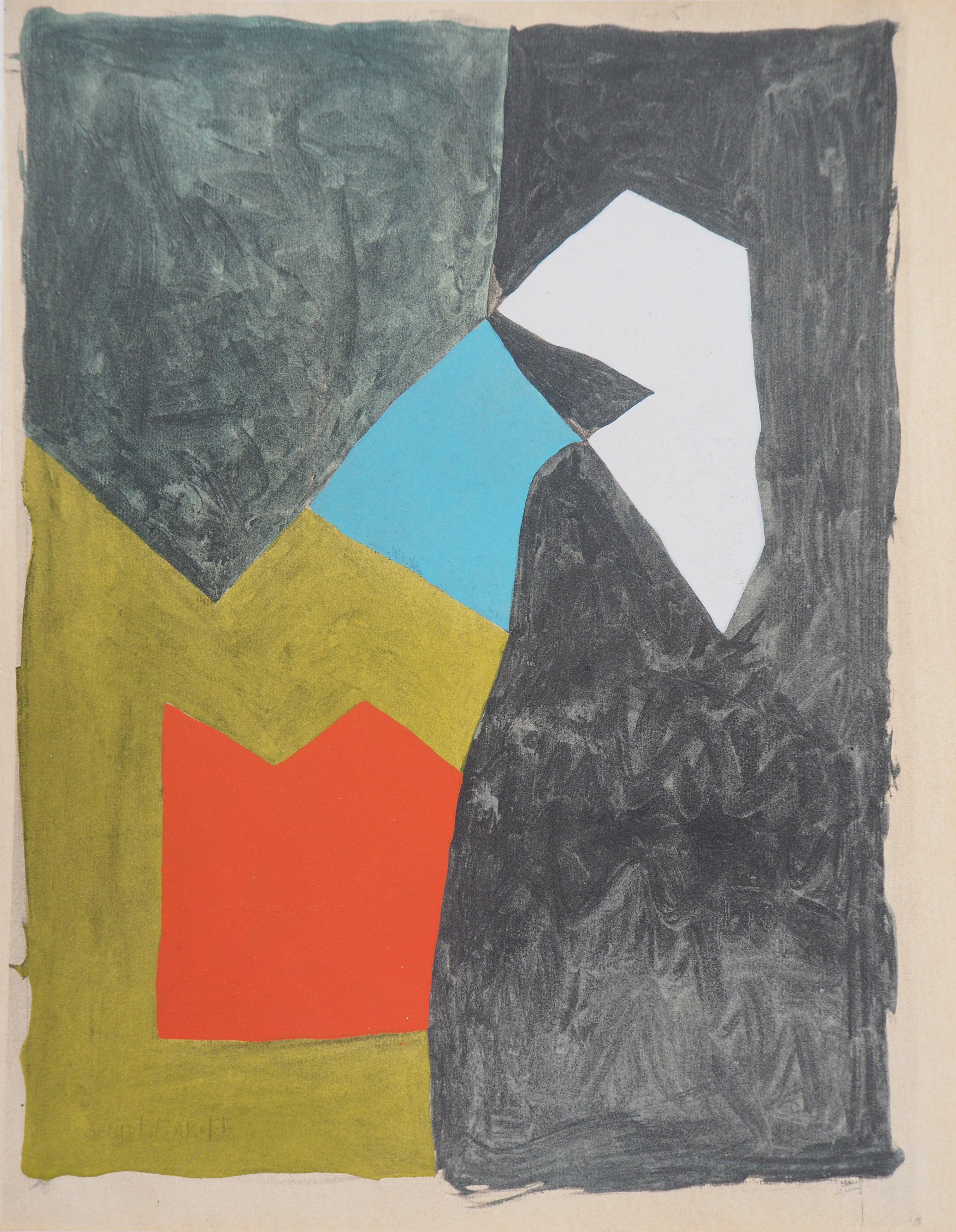 Serge Poliakoff Abstract Print - Abstract composition - Lithograph, 1956
