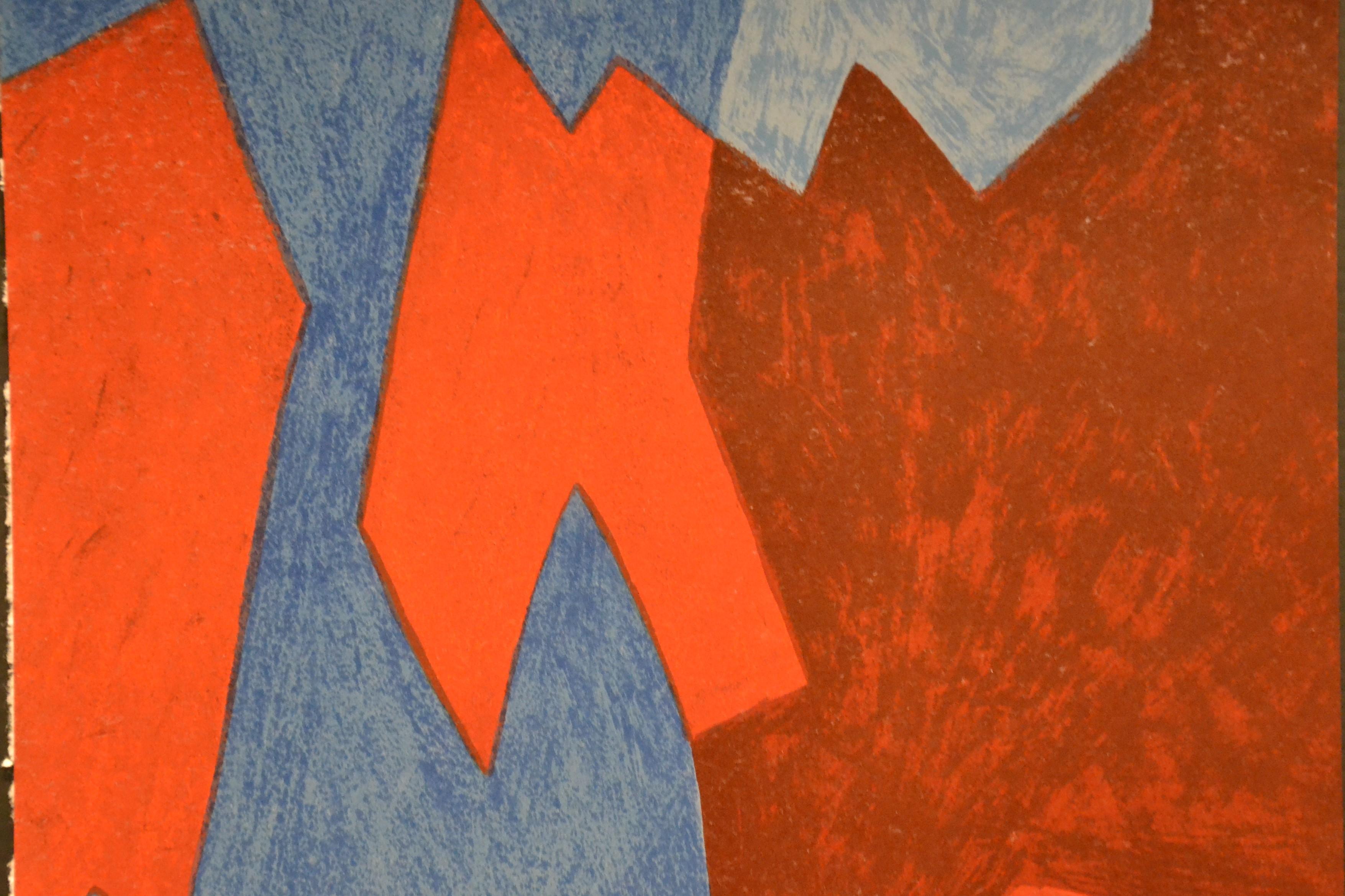 Blue And Red Composition   - Original Lithograph by Serge Poliakoff - 1968 1