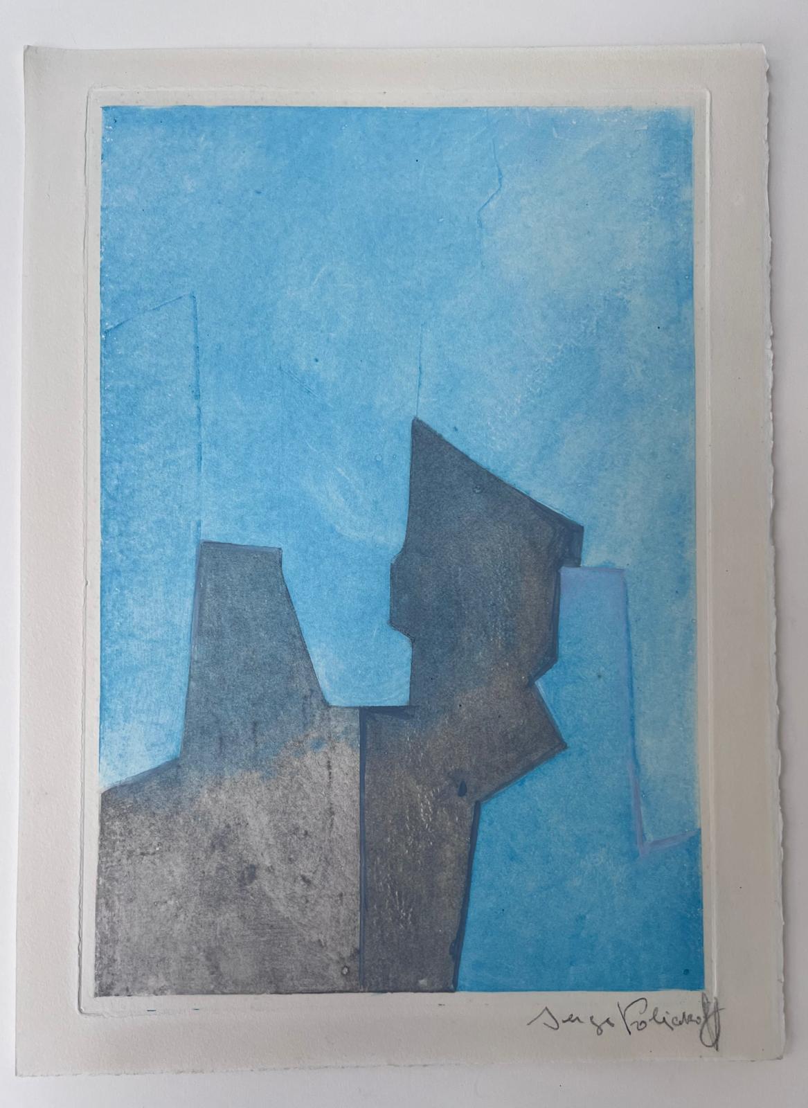 Blue composition XXIV - Abstract Print by Serge Poliakoff