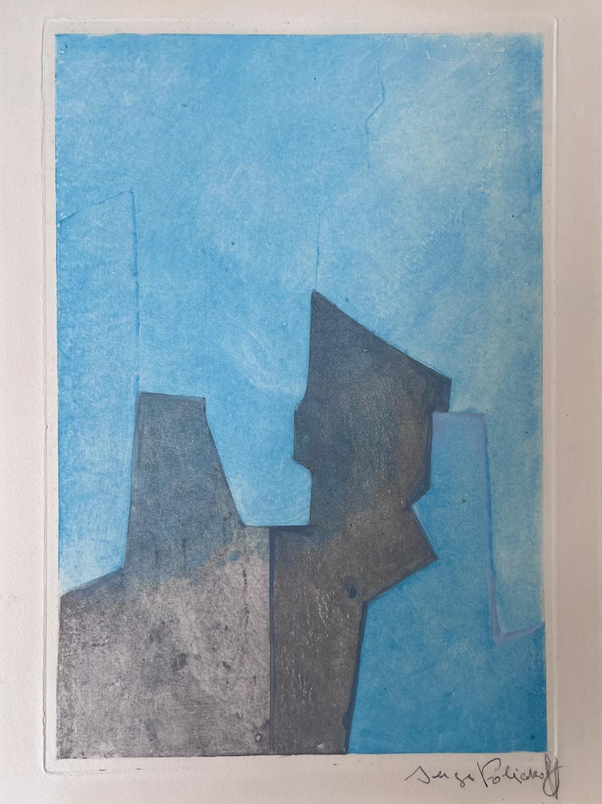 Serge Poliakoff Abstract Print - Blue composition XXIV