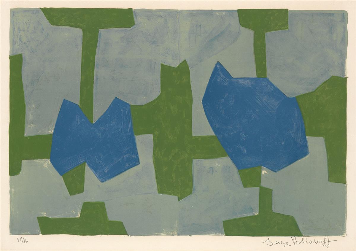 Serge Poliakoff Abstract Print - Composition Bleue et Verte