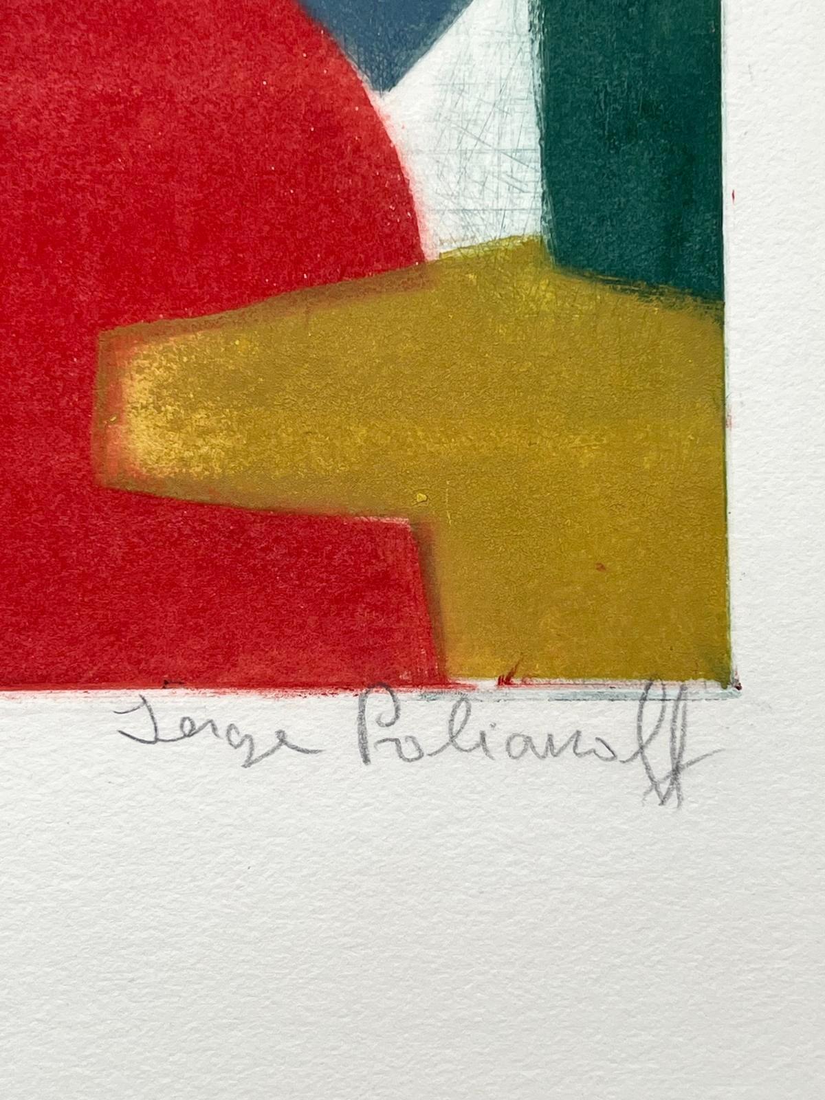 Composition bleu, rouge, vert et noir III en vente 2