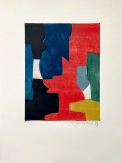 Composition bleu, rouge, vert et noir III