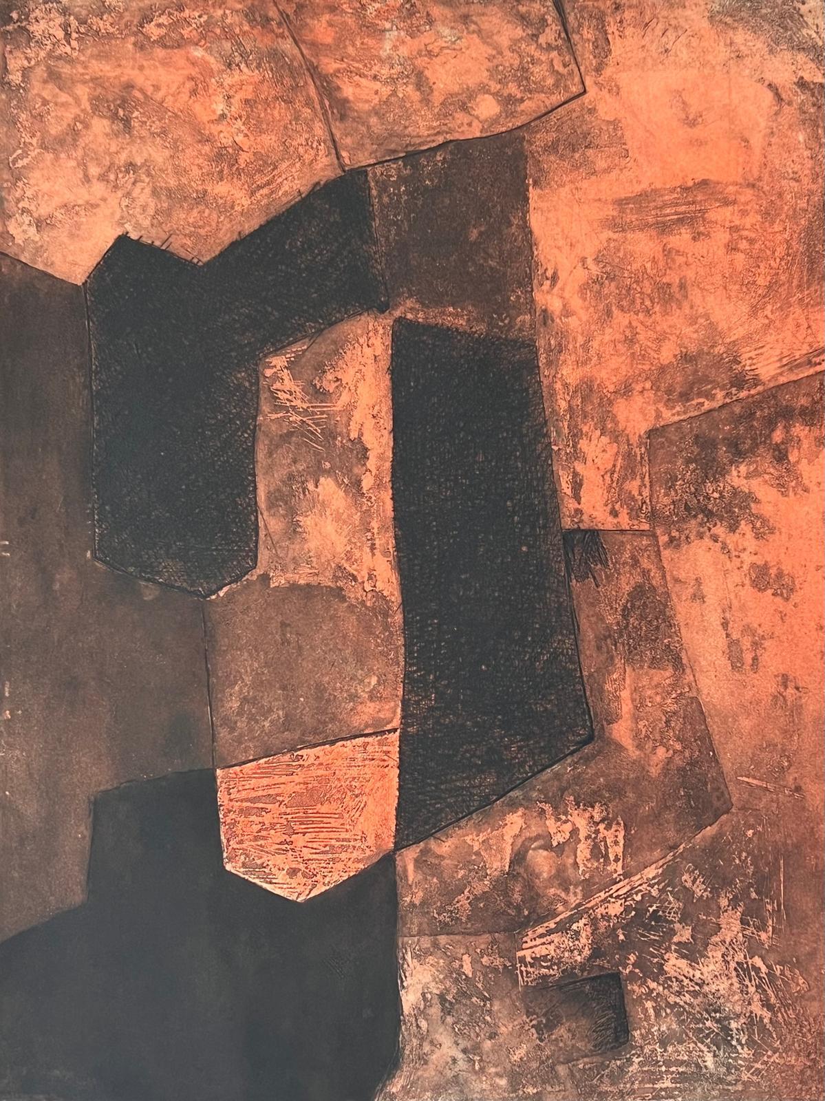 Composition Brune et Rouge XV - Print by Serge Poliakoff