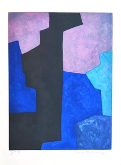 Composition in black, blue and mauve XIV