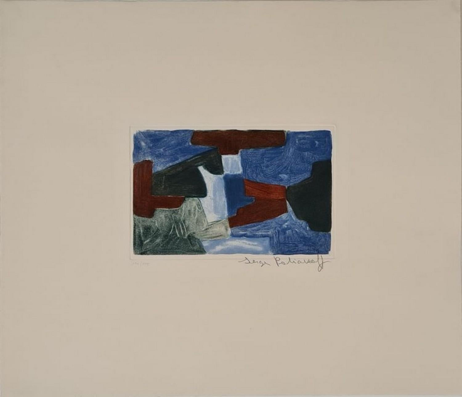 Composition in blue, green and brown XXXIII - Print by Serge Poliakoff