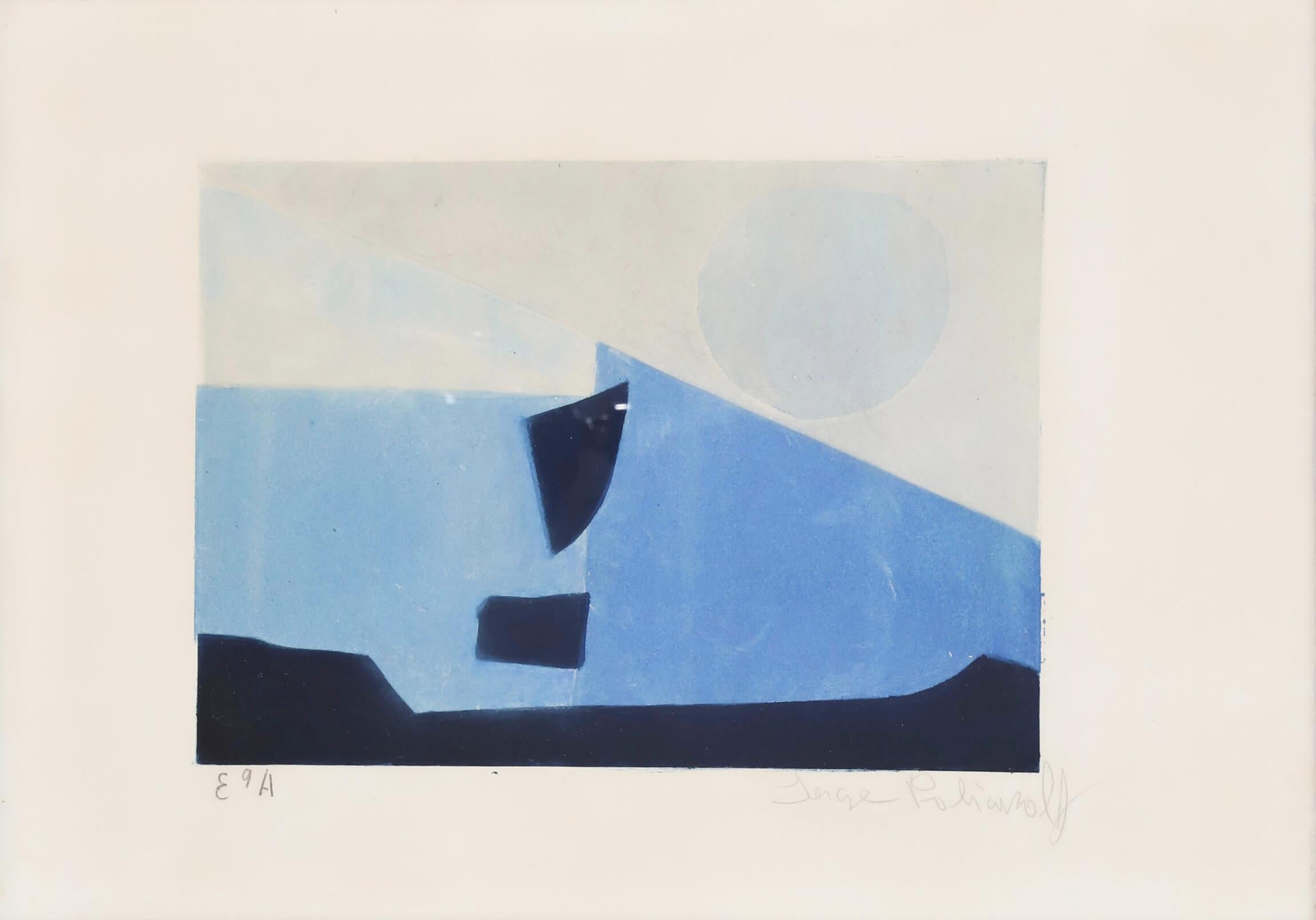 Abstract Print Serge Poliakoff - Composition en bleu N° II