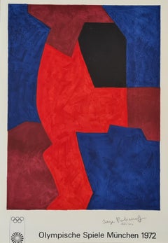 Composition in blue, red and black 