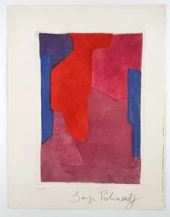 Composition in purple, blue and red