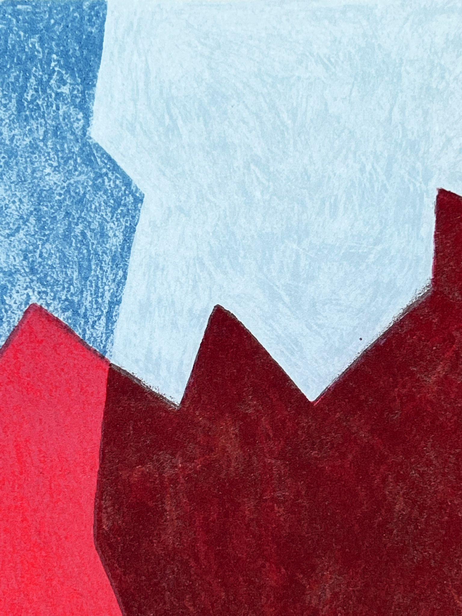 Composizione in rosso e blu L68 - Abstract Print Grigio di Serge Poliakoff