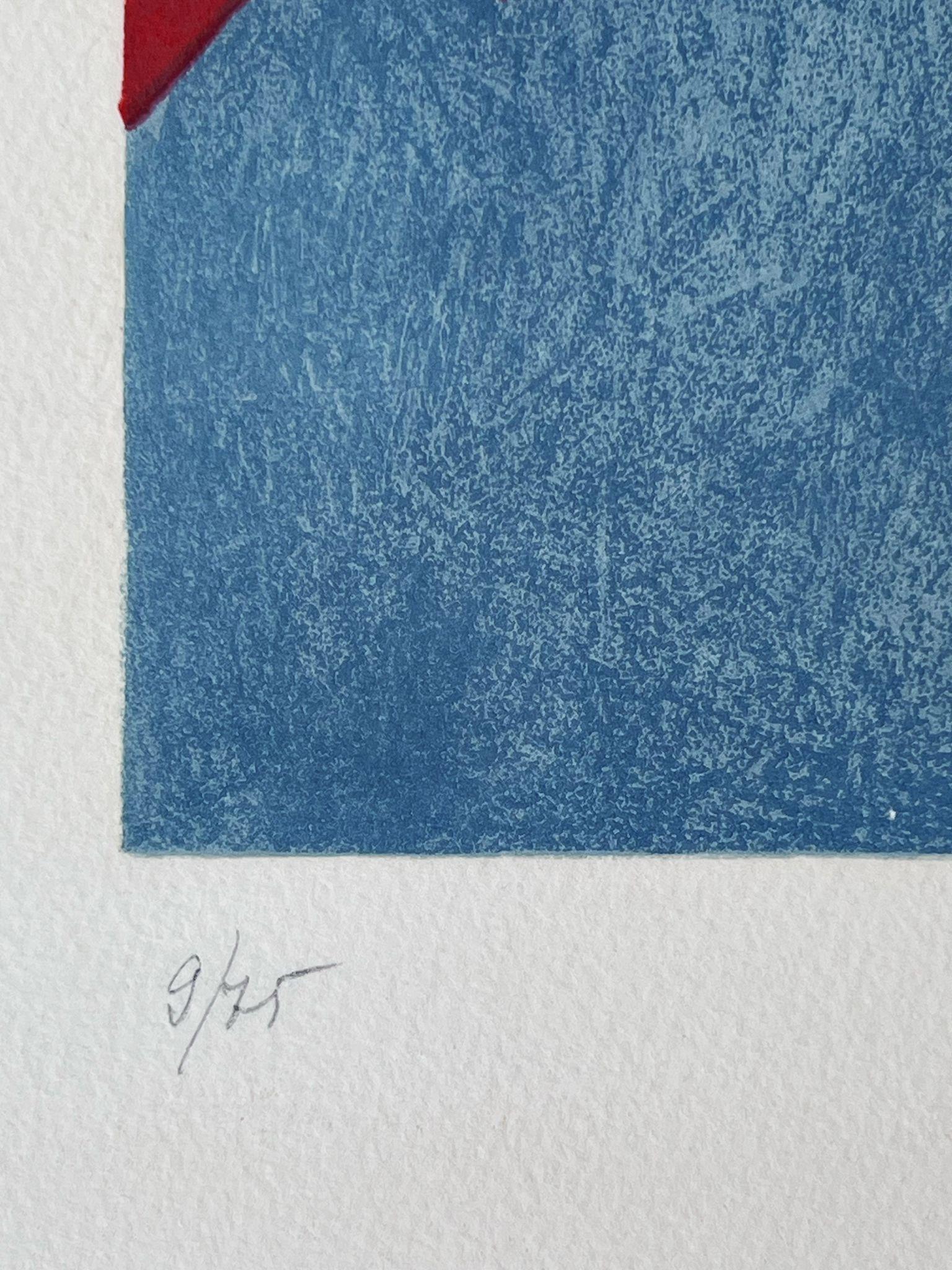 Composizione in rosso e blu L68 in vendita 1
