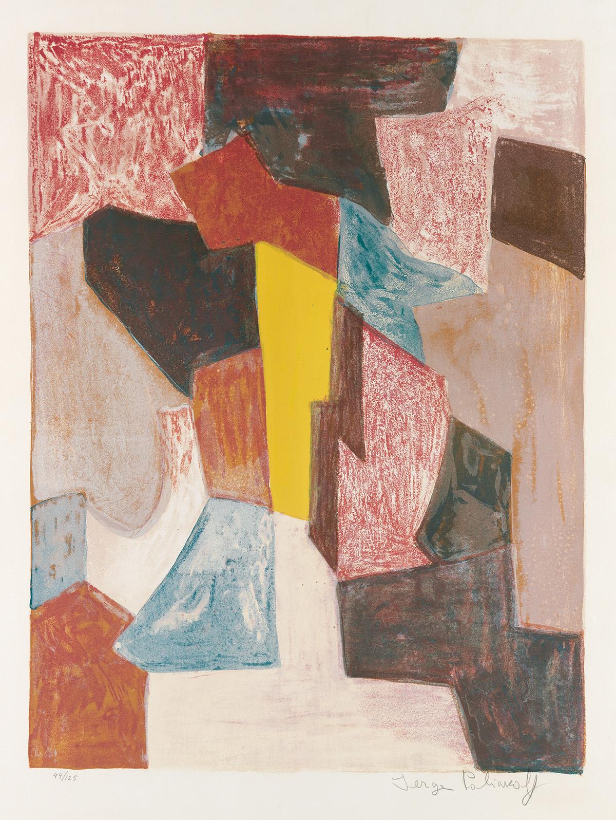Serge Poliakoff Print - Composition Rouge, Carmin et Jaune
