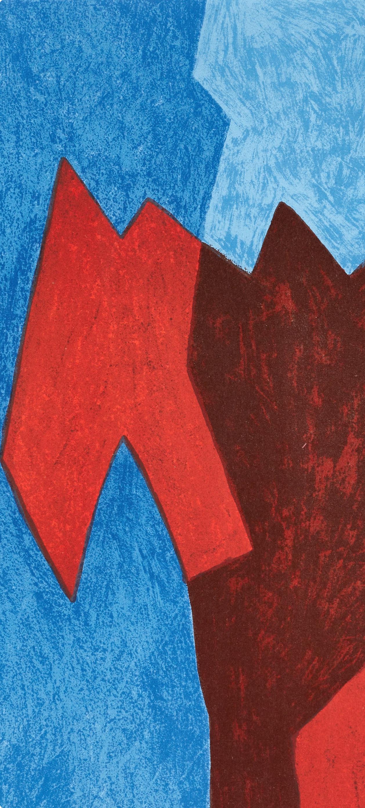 Composition rouge et bleue (Poliakoff/Schneider 68), XXe siècle - Moderne Print par Serge Poliakoff