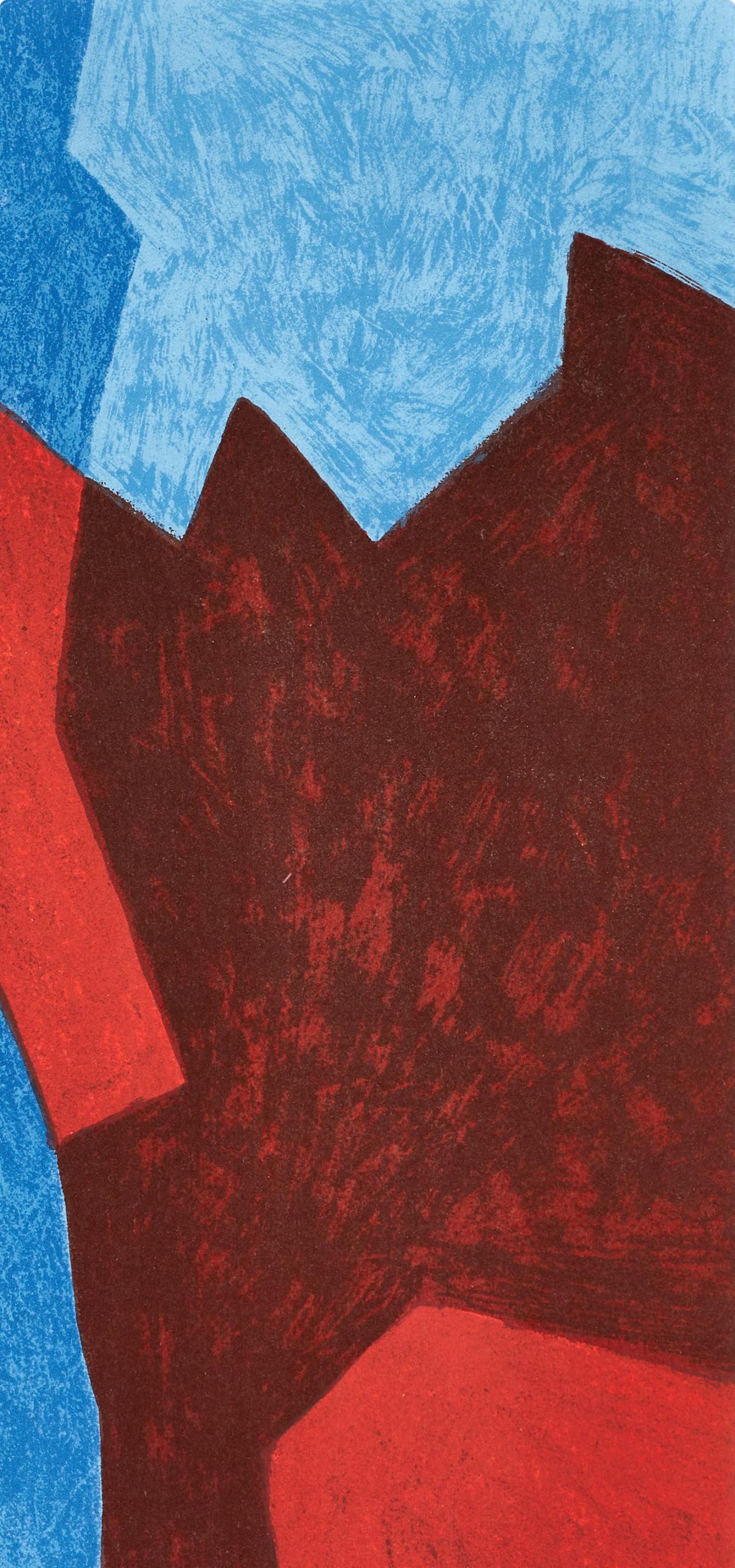 Composition rouge et bleue (Poliakoff/Schneider 68), XXe siècle - Bleu Landscape Print par Serge Poliakoff