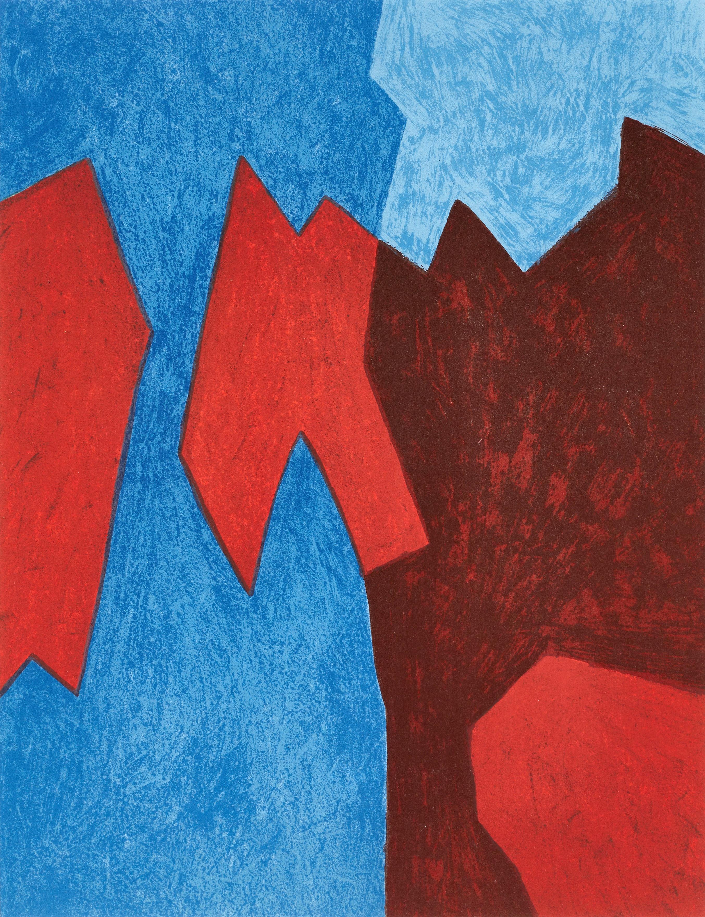 Landscape Print Serge Poliakoff - Composition rouge et bleue (Poliakoff/Schneider 68), XXe siècle