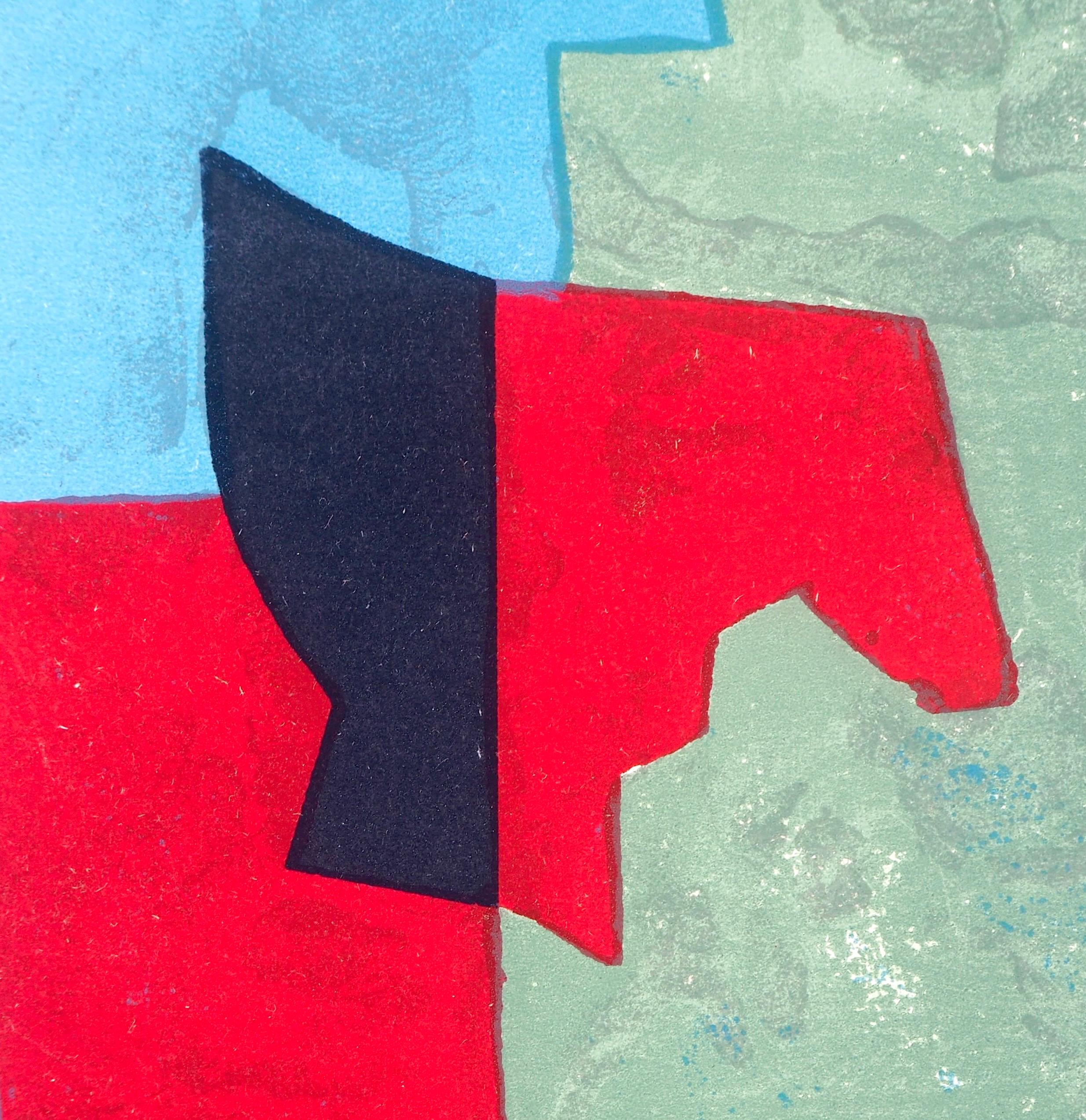Composition rouge verte et bleue (Poliakoff/Schneider 32), XXe siècle - Modern Print by Serge Poliakoff