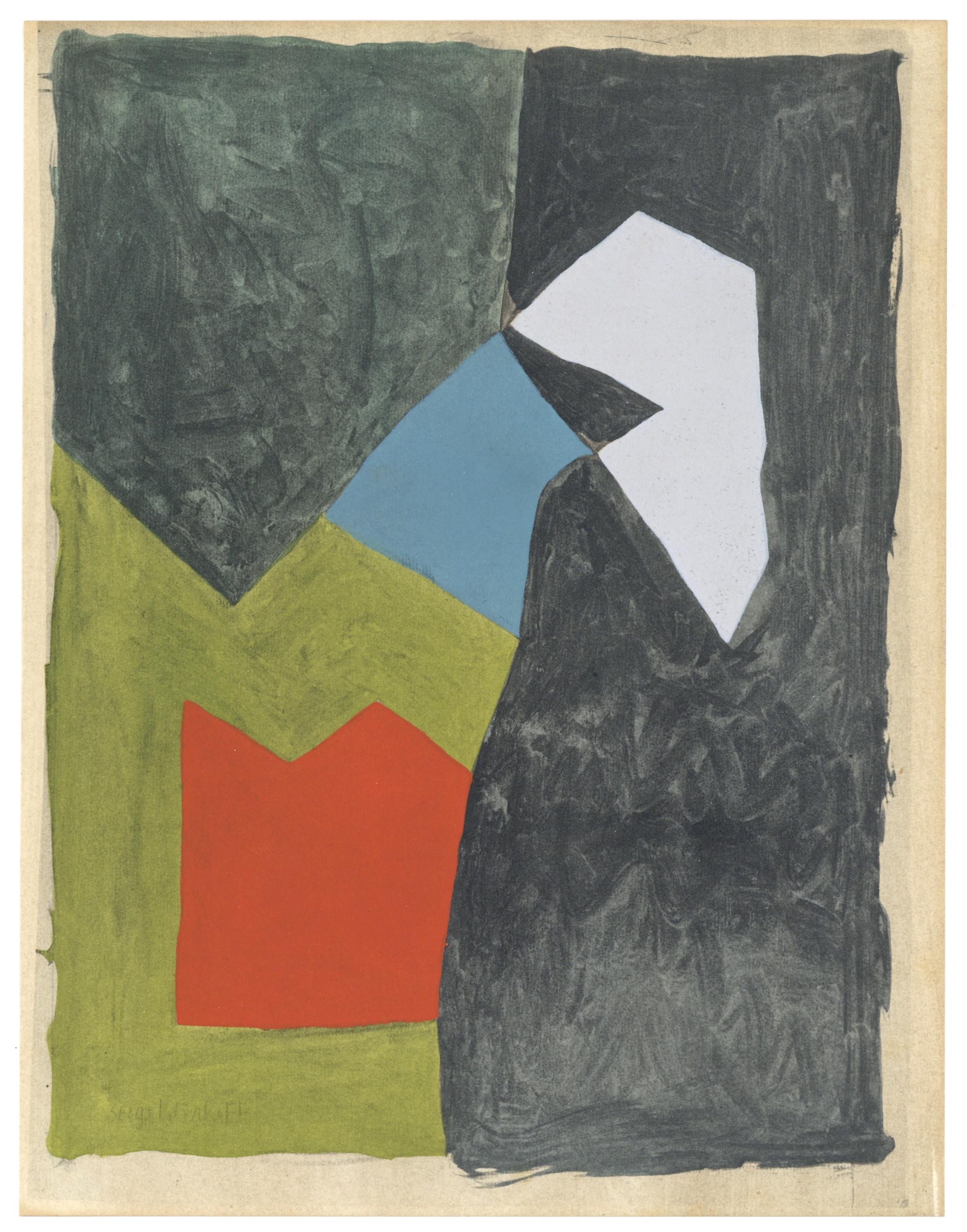 Lithograph, stencil on vélin paper. Paper Size: 12.4 x 9.65 inches. Inscription: Unsigned and unnumbered, as issued. Notes: From the album, XXe siècle, Nouvelle série N° 7 (double) Juin 1956, Cahiers d'Art publiés sous la direction de Gualtieri di