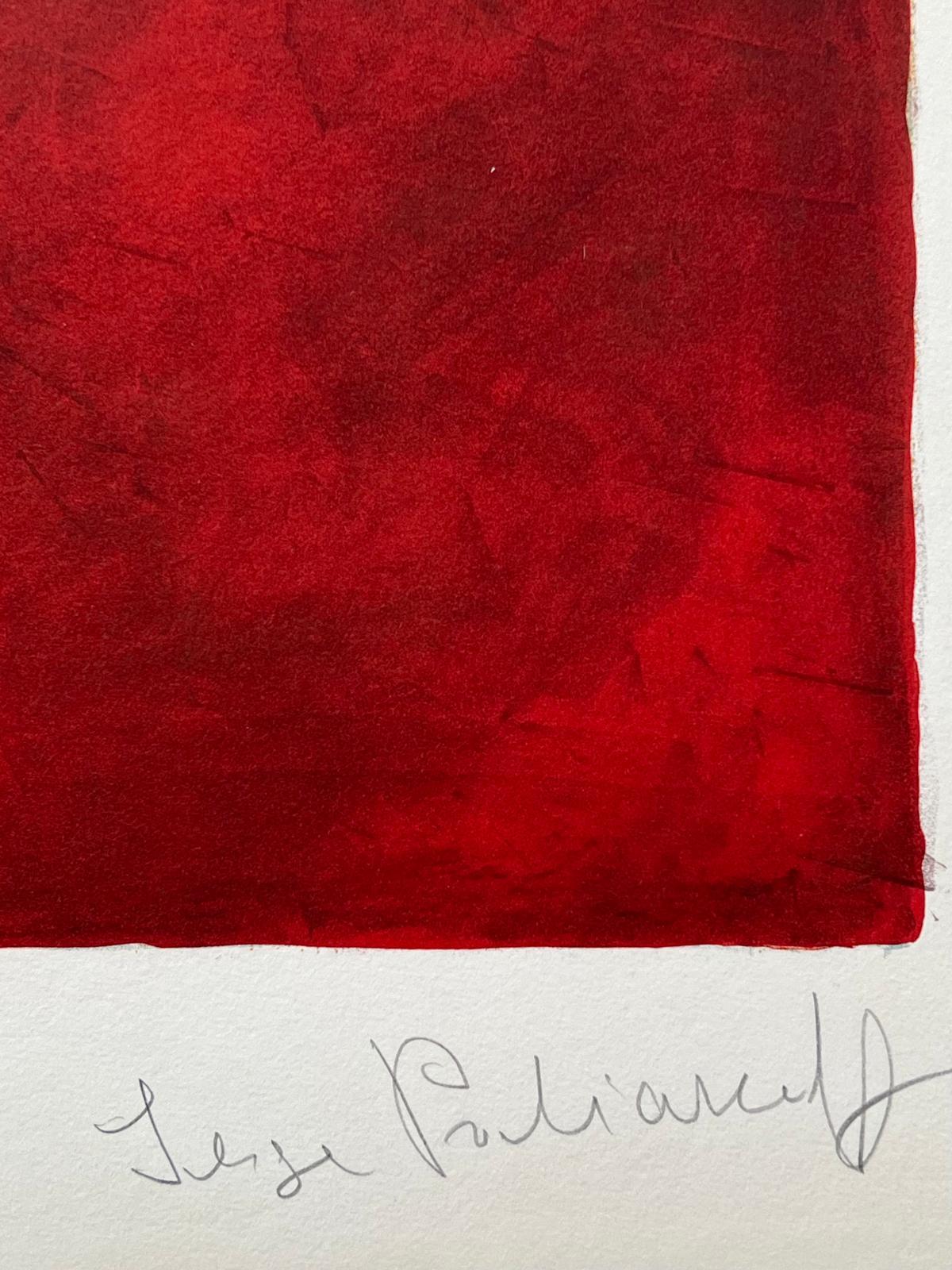 Green, orange and wine-red composition L58 - Abstract Print by Serge Poliakoff