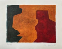 composition vert, orange et rouge vin L58