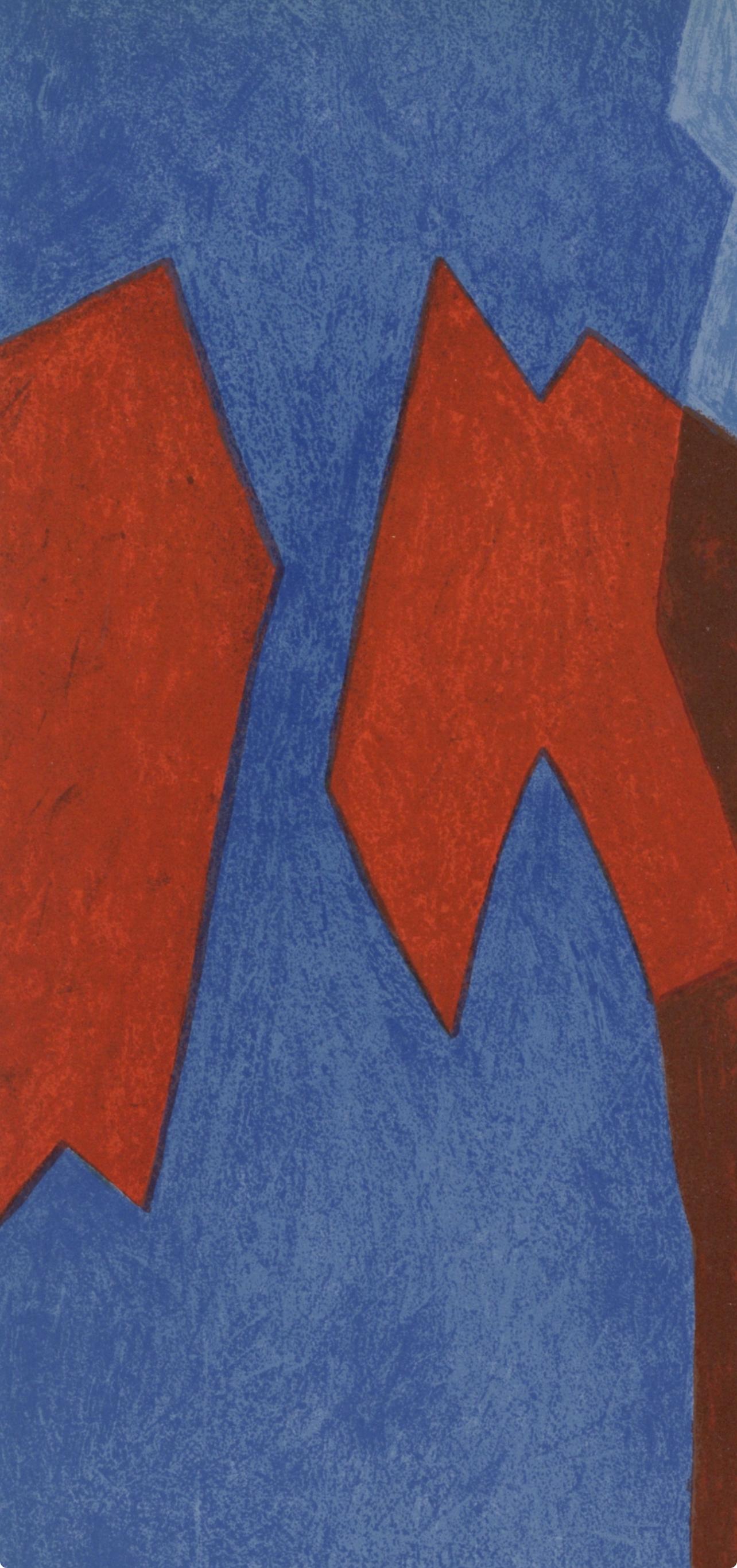 Poliakoff, Composition rouge/bleu (Poliakoff/Schneider 68), XXe Siècle (après) - Print de Serge Poliakoff