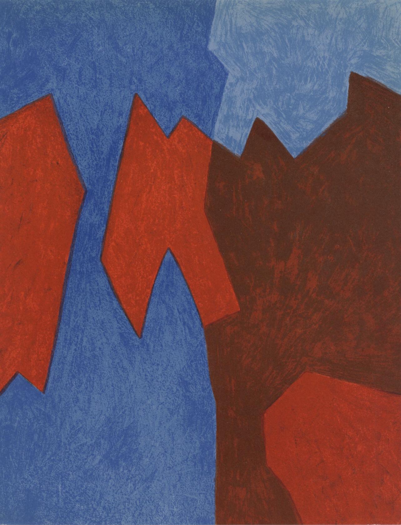 Serge Poliakoff Abstract Print – Poliakoff, Komposition rouge/bleu (Poliakoff/Schneider 68), XXe Siècle (nach)