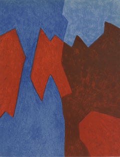 Vintage Poliakoff, Composition rouge/bleu (Poliakoff/Schneider 68), XXe Siècle (after)