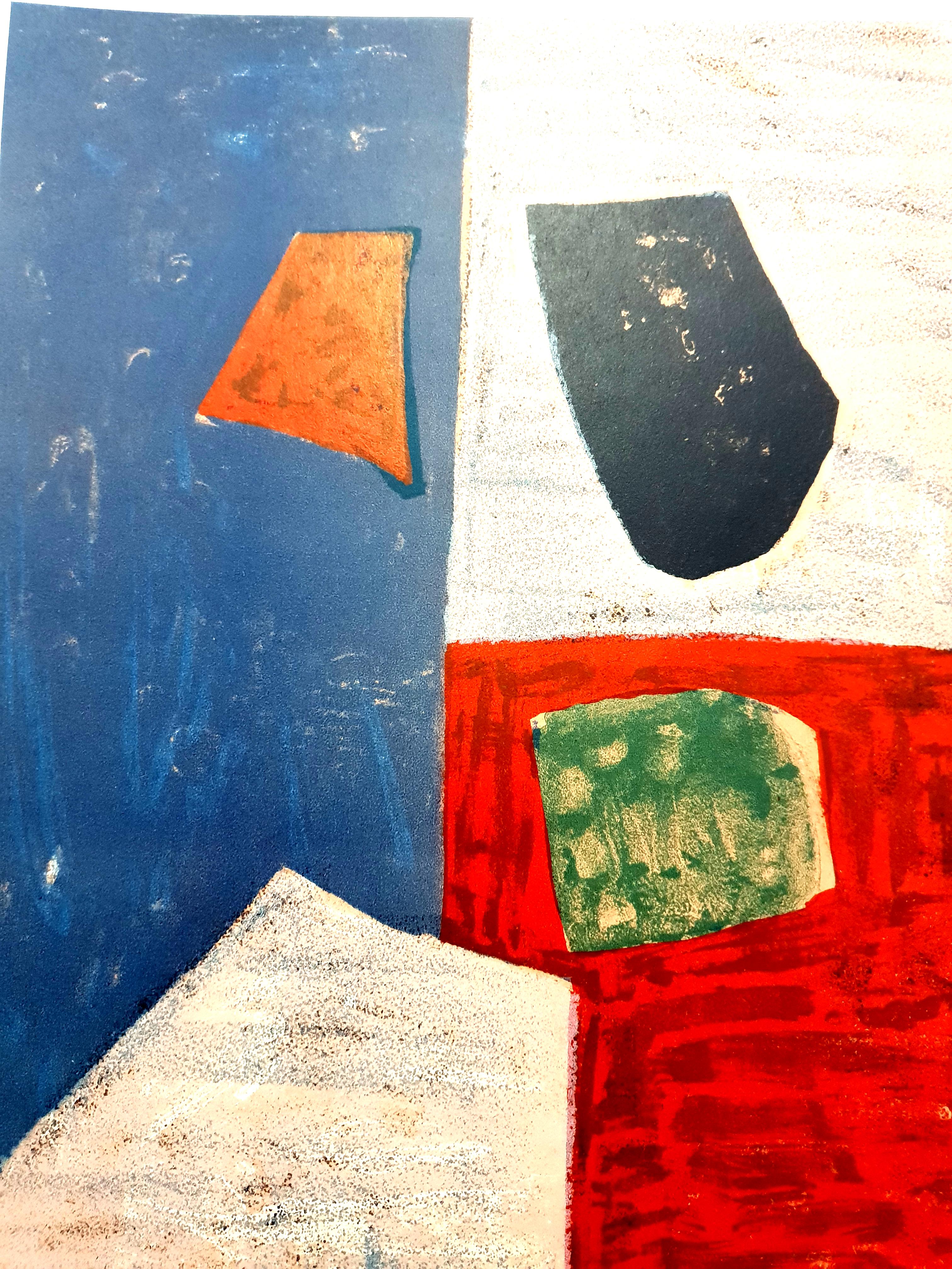 Composition abstraite colorée - Lithographie