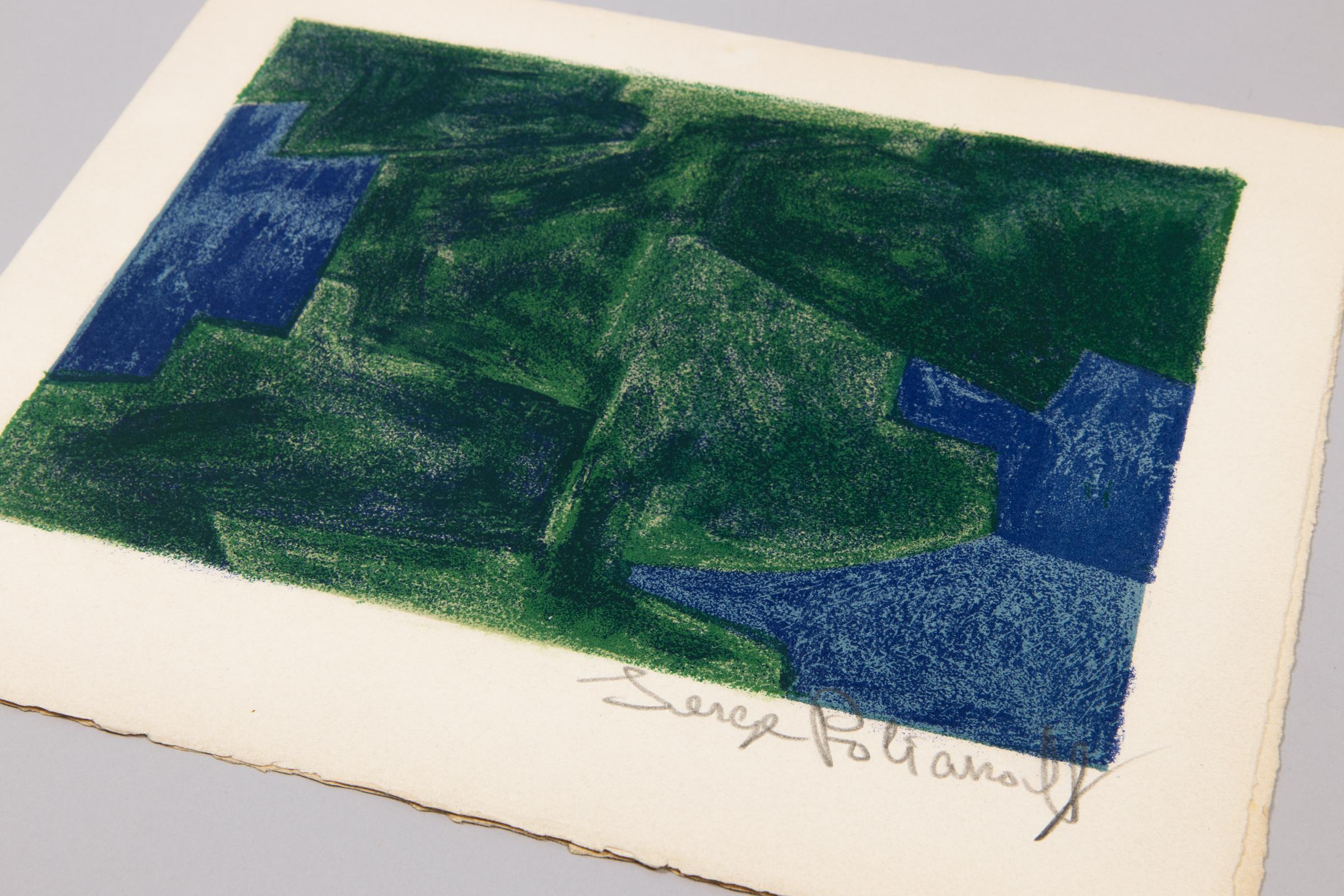 Serge Poliakoff, Composition Bleu et Verte: litografia firmata del 1963 1