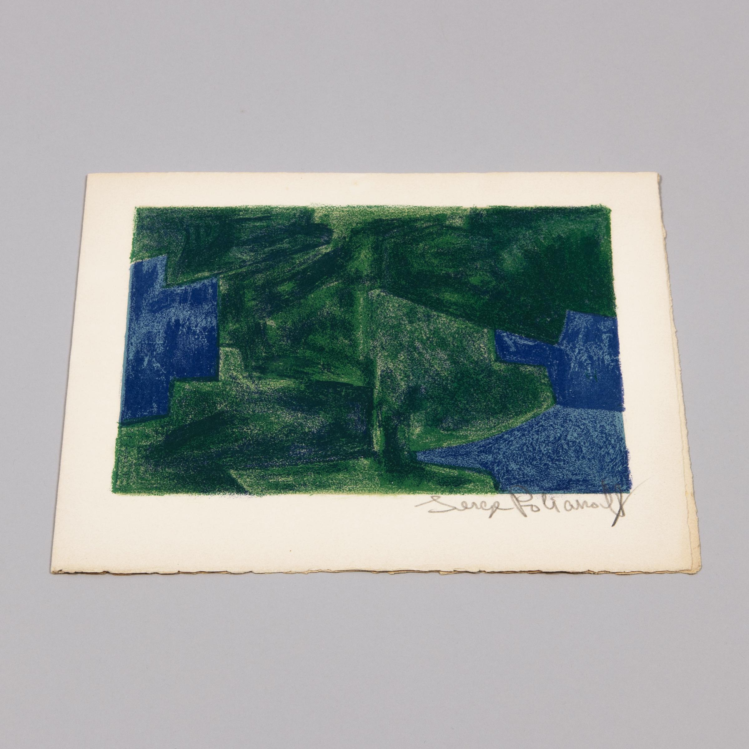 Serge Poliakoff, Composition Bleu et Verte: Signed Lithograph from 1963 For Sale 3