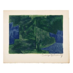 Vintage Serge Poliakoff, Composition Bleu et Verte: Signed Lithograph from 1963
