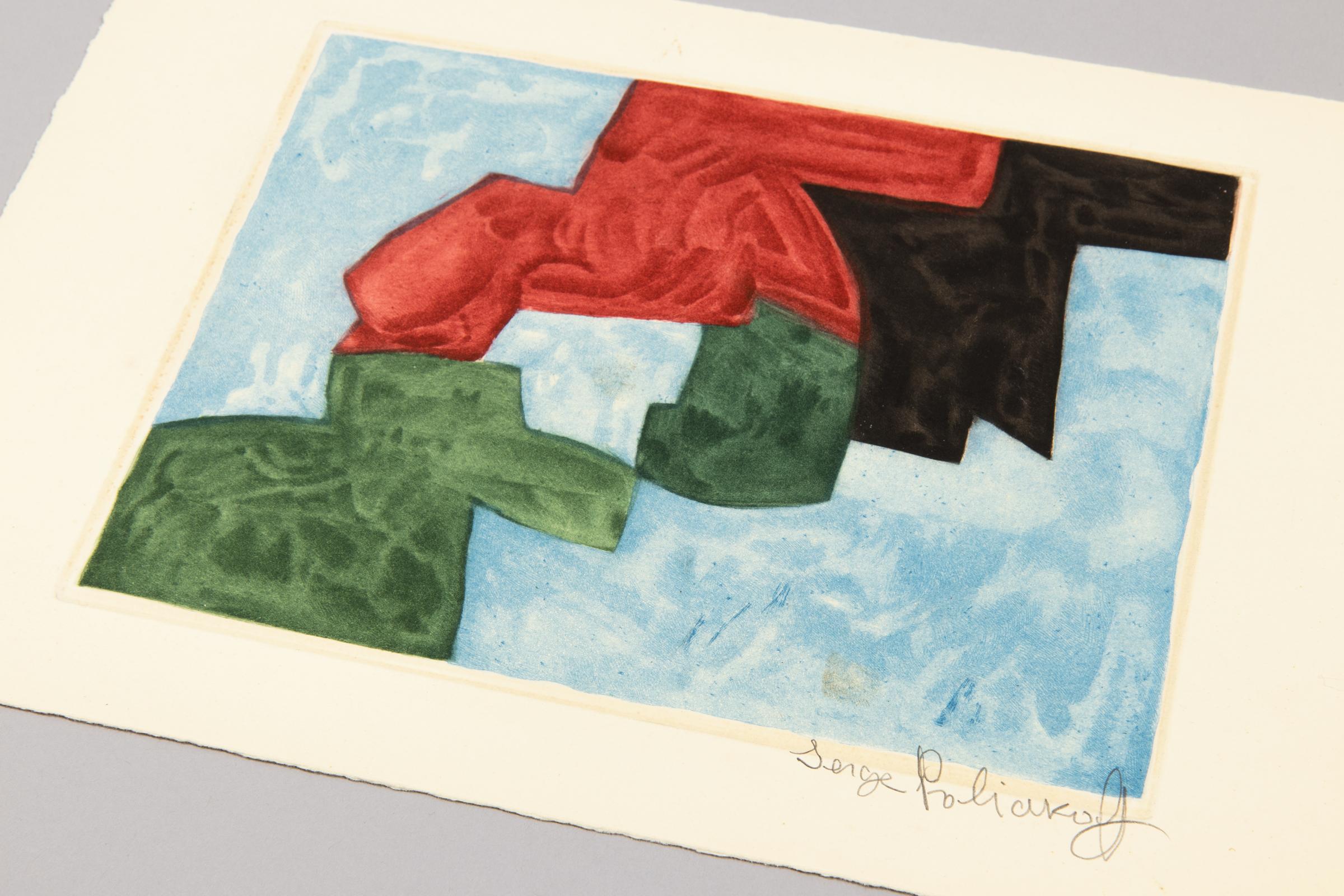 Serge Poliakoff, Composition Bleu, Noire, Rouge et Verte - Modern, Abstract Art 1