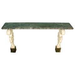 Serge Roche 1940s Console Table with Marble Top and Base