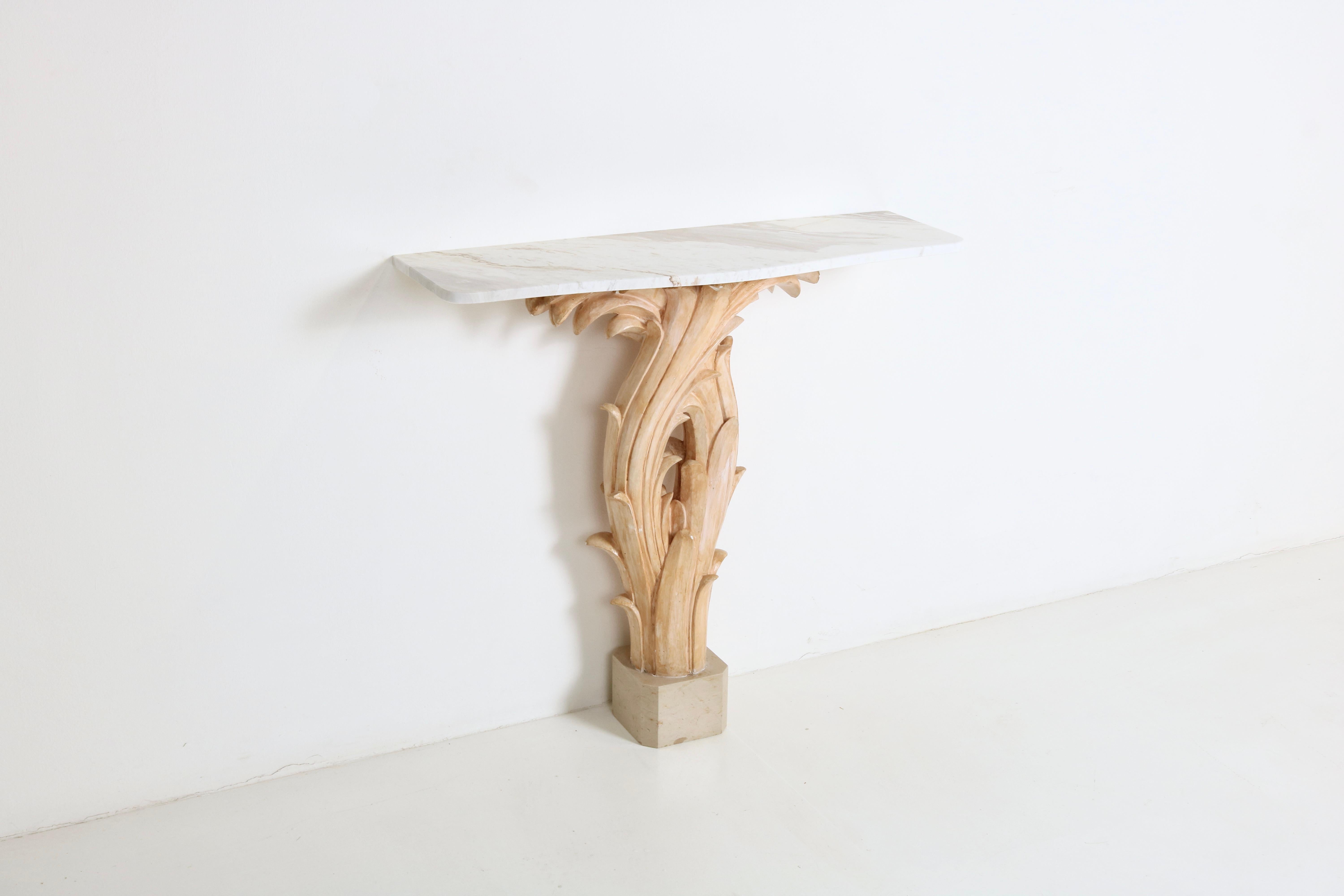 Mid-20th Century Serge Roche att. - Console Marble Chalk with Natural Motif, French Design, 50s   For Sale
