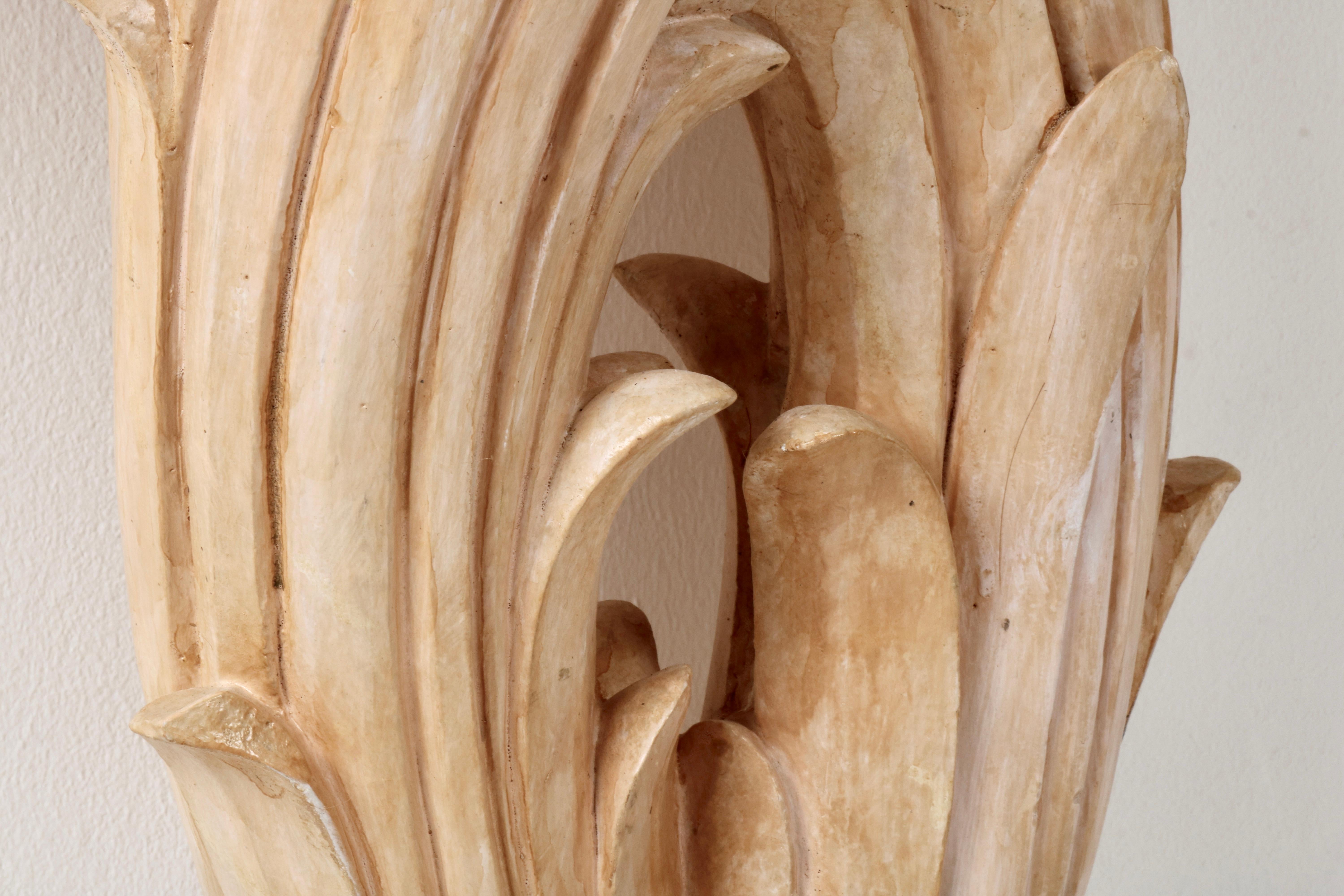 Marbre Serge Roche att. - Console en craie de marbre à motif naturel, design français, années 50