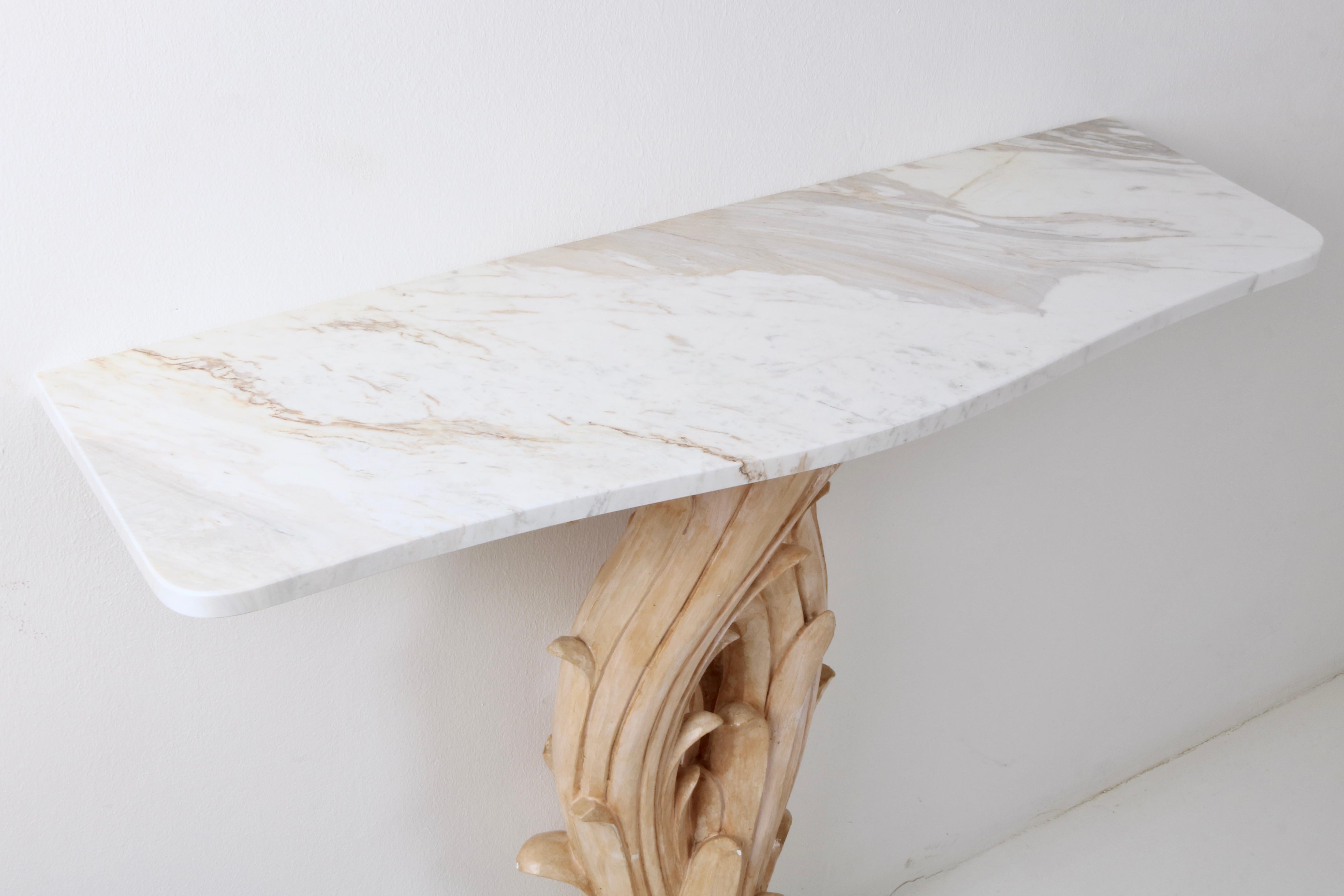 Serge Roche att. - Console Marble Chalk with Natural Motif, French Design, 50s   For Sale 3