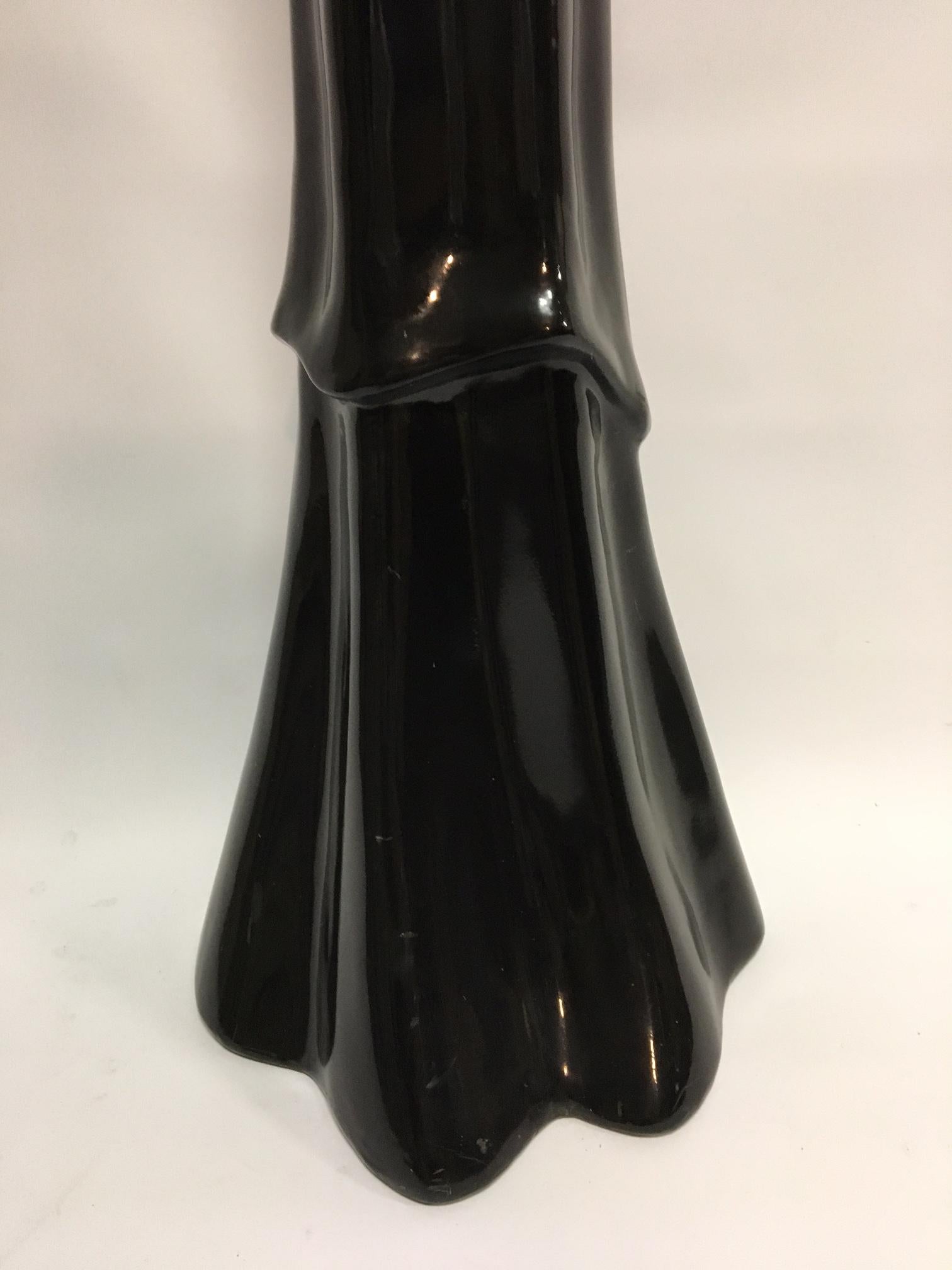 Serge Roche Black Draped Art Deco Torch Floor Wall Lamp In Good Condition In Jacksonville, FL
