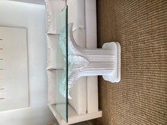 Consola de Palmera de Yeso Blanco Mate Serge Roche con Tapa de Cristal