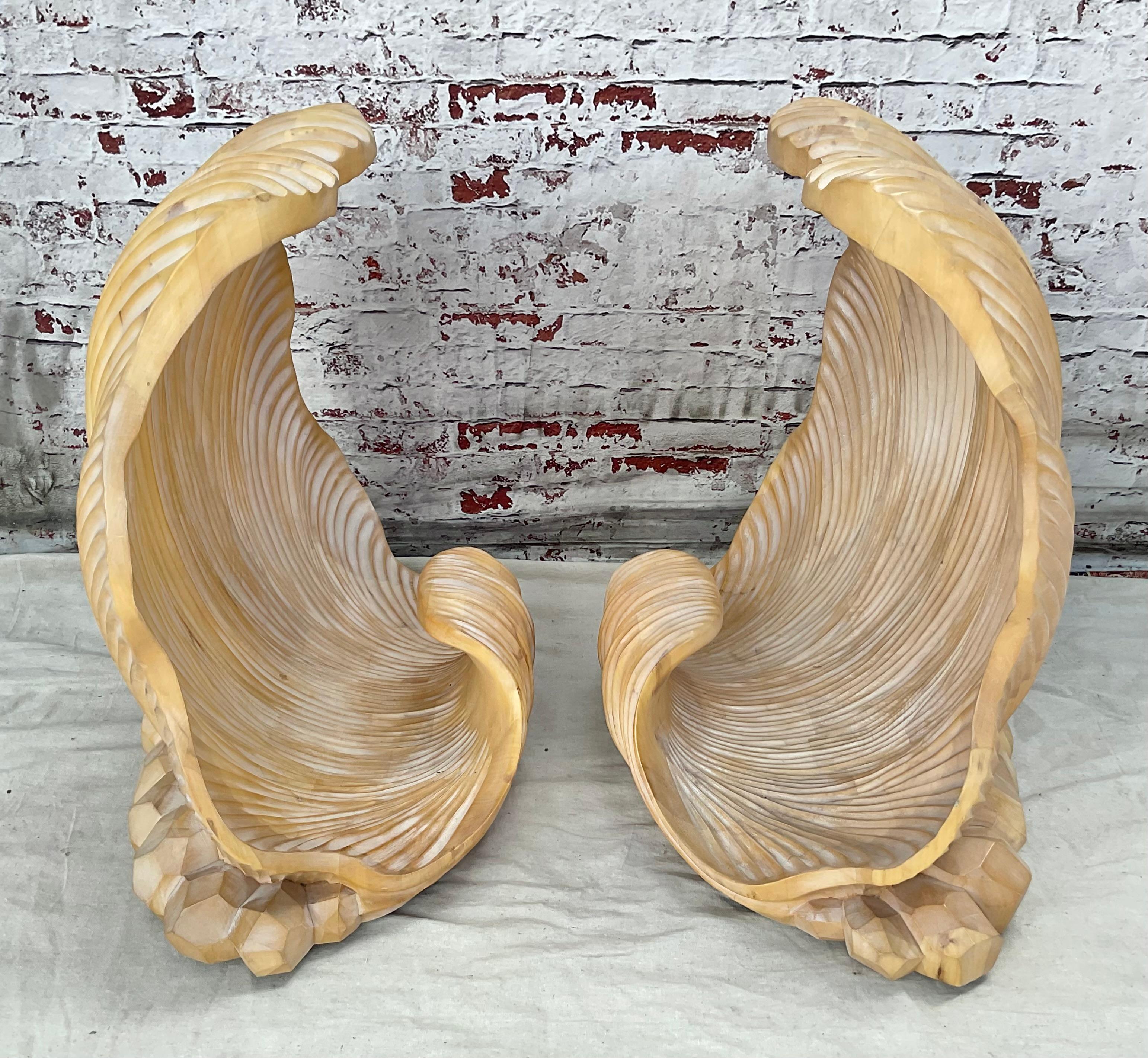Modern Serge Roche Carved Sea Shell Double Base Dining Table Attributed