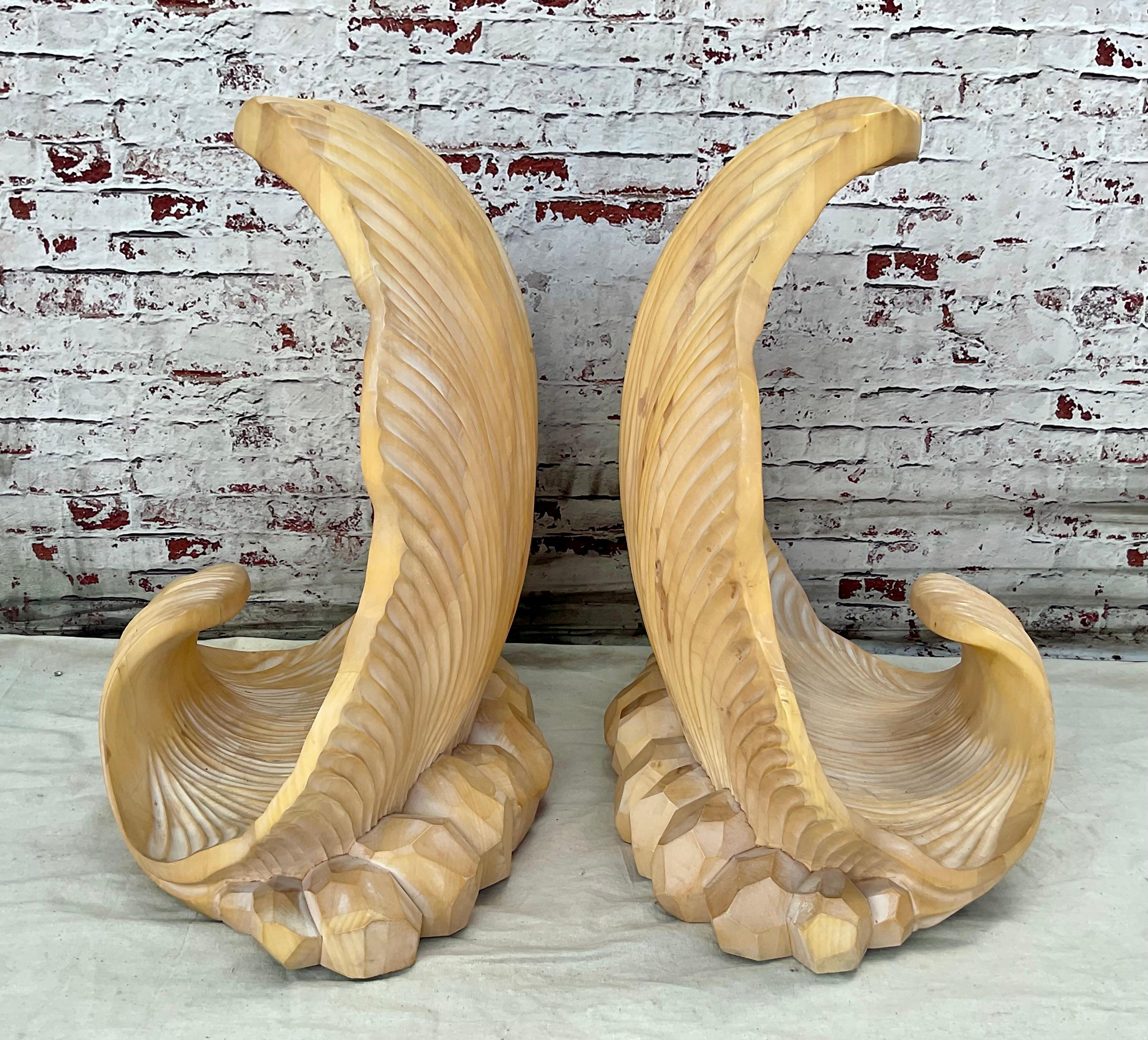 Serge Roche Carved Sea Shell Double Base Dining Table Attributed In Good Condition In Bradenton, FL